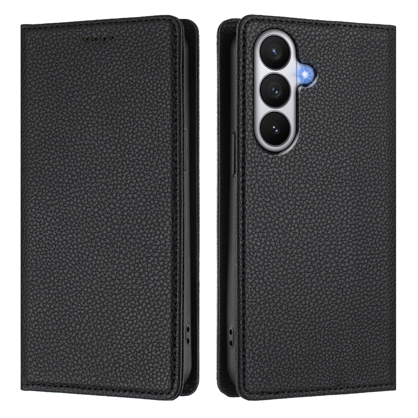 For-Samsung-Galaxy-S26-/-S26-Pro-Wallet-Case-RFID-Blocking-Litchi-Texture-Leather-Mobile-Cover-Black