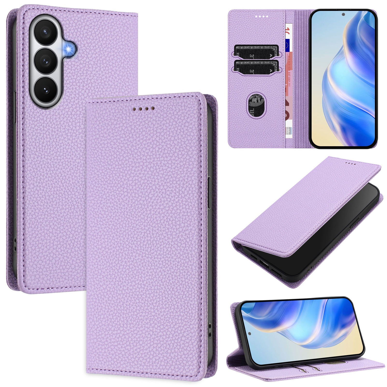 For-Samsung-Galaxy-S26-/-S26-Pro-Wallet-Case-RFID-Blocking-Litchi-Texture-Leather-Mobile-Cover-Light-Purple