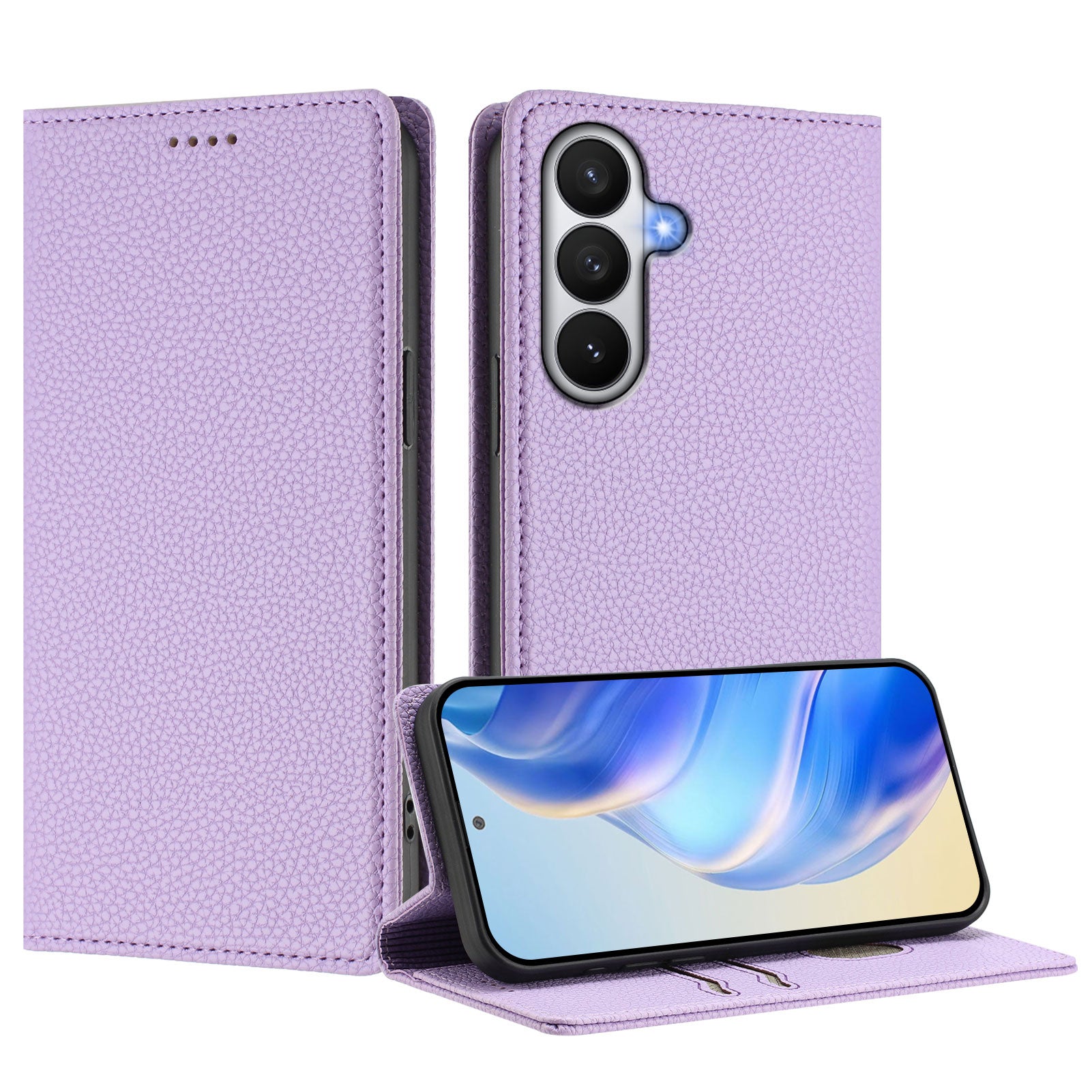 For-Samsung-Galaxy-S26-/-S26-Pro-Wallet-Case-RFID-Blocking-Litchi-Texture-Leather-Mobile-Cover-Light-Purple