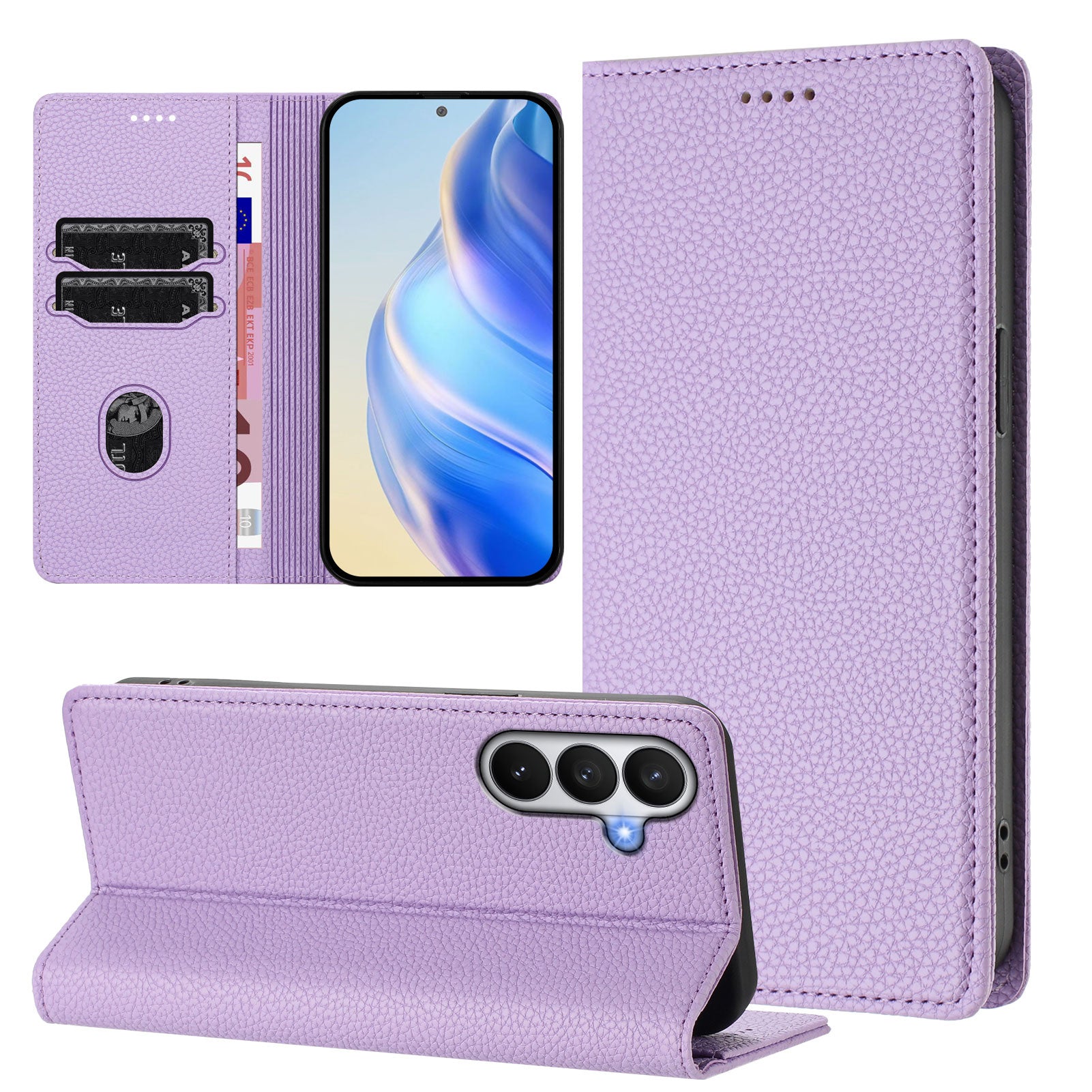 For-Samsung-Galaxy-S26-/-S26-Pro-Wallet-Case-RFID-Blocking-Litchi-Texture-Leather-Mobile-Cover-Light-Purple