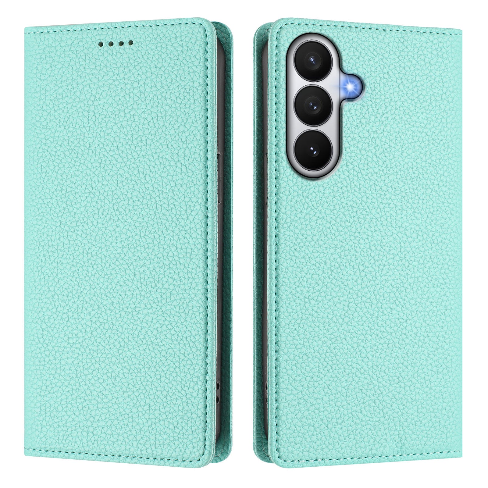 For-Samsung-Galaxy-S26-/-S26-Pro-Wallet-Case-RFID-Blocking-Litchi-Texture-Leather-Mobile-Cover-Mint-Green