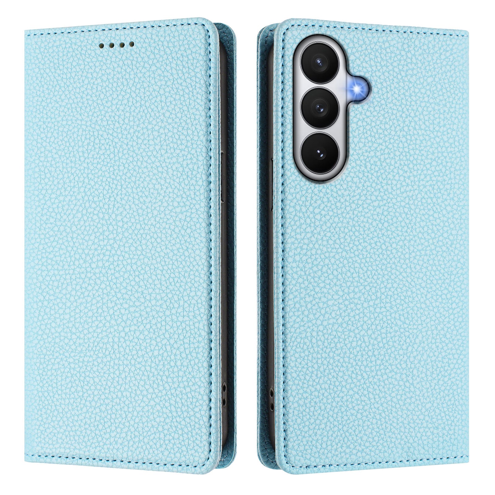 For-Samsung-Galaxy-S26-/-S26-Pro-Wallet-Case-RFID-Blocking-Litchi-Texture-Leather-Mobile-Cover-Baby-Blue