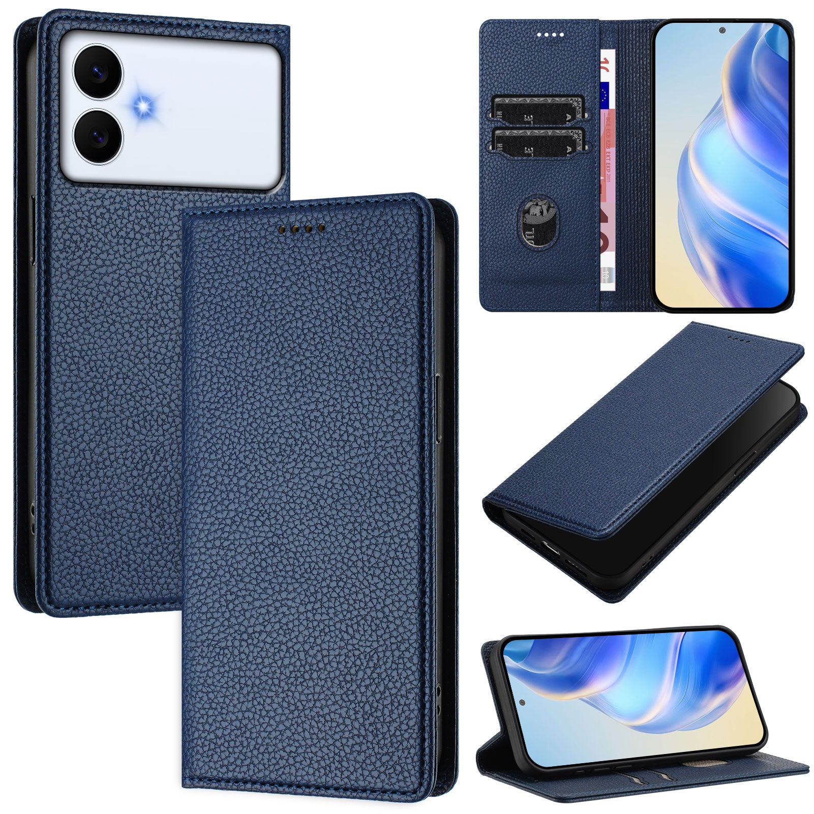 For-Samsung-Galaxy-S26-Edge-Wallet-Case-RFID-Blocking-Litchi-Texture-Leather-Mobile-Cover-Dark-Blue