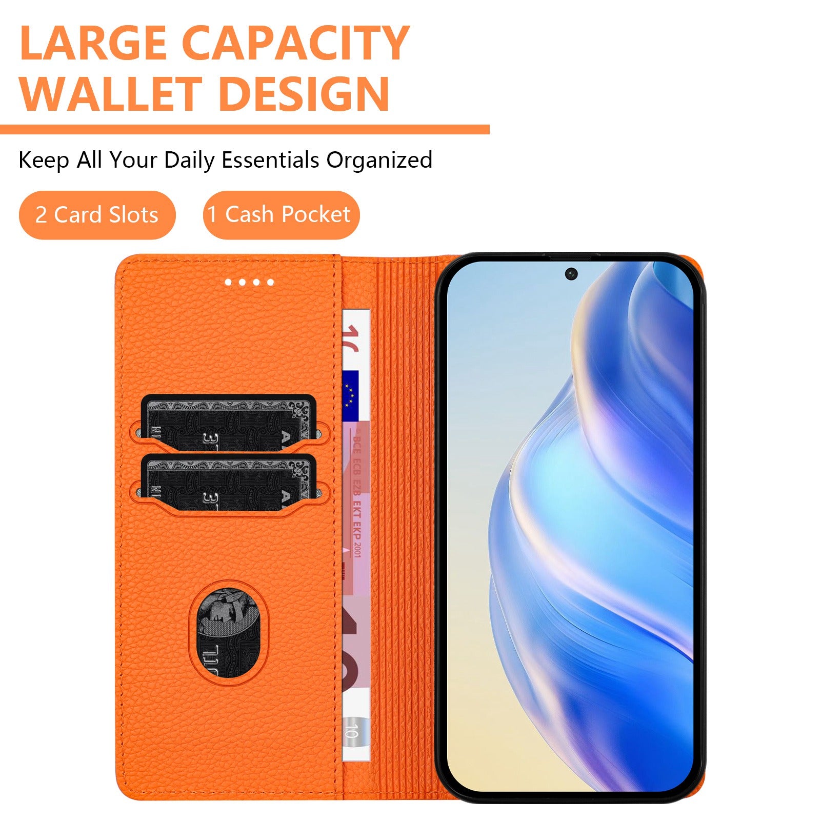 For-Samsung-Galaxy-S26-Edge-Wallet-Case-RFID-Blocking-Litchi-Texture-Leather-Mobile-Cover-Orange