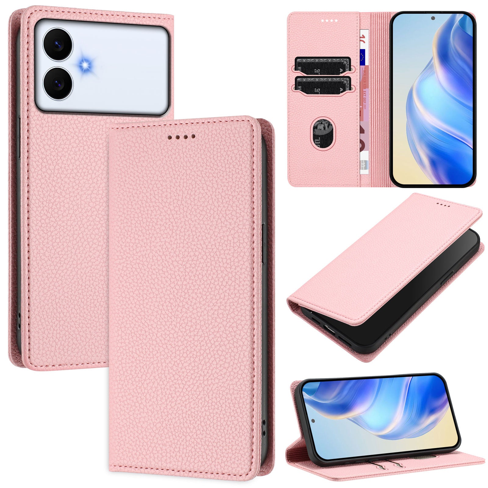 For-Samsung-Galaxy-S26-Edge-Wallet-Case-RFID-Blocking-Litchi-Texture-Leather-Mobile-Cover-Pink