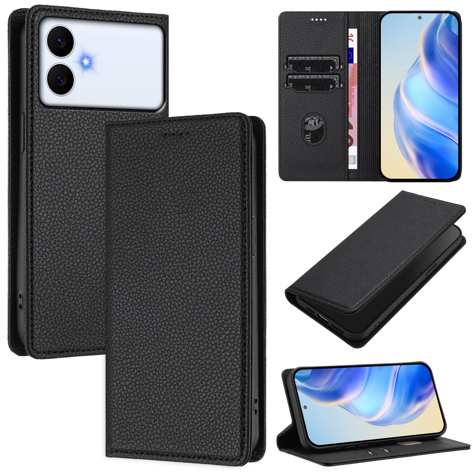 For-Samsung-Galaxy-S26-Edge-Wallet-Case-RFID-Blocking-Litchi-Texture-Leather-Mobile-Cover-Black