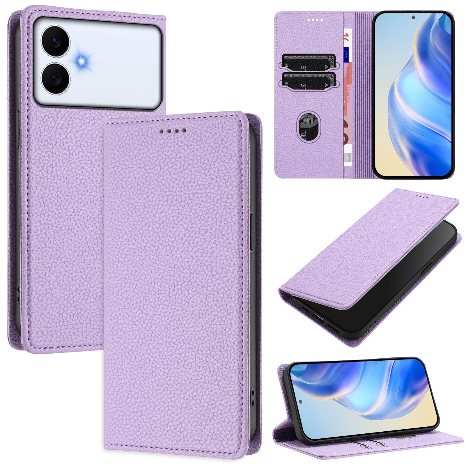 For-Samsung-Galaxy-S26-Edge-Wallet-Case-RFID-Blocking-Litchi-Texture-Leather-Mobile-Cover-Light-Purple