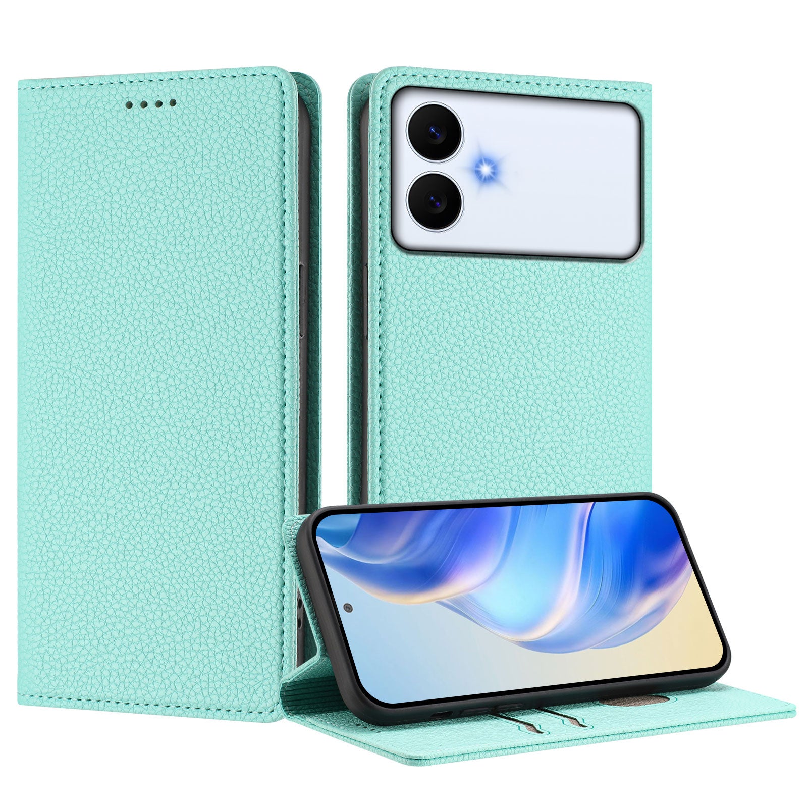 For-Samsung-Galaxy-S26-Edge-Wallet-Case-RFID-Blocking-Litchi-Texture-Leather-Mobile-Cover-Mint-Green