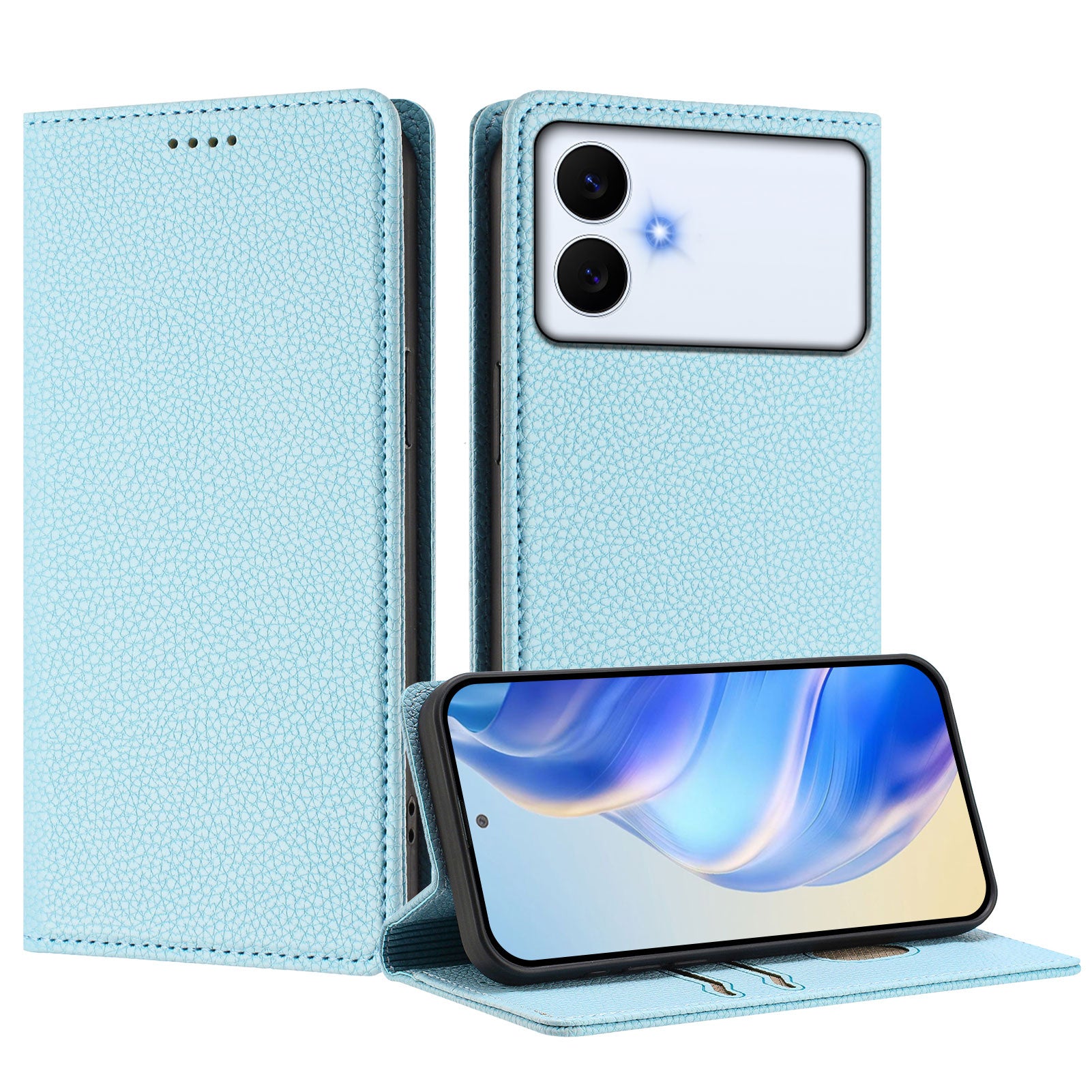 For-Samsung-Galaxy-S26-Edge-Wallet-Case-RFID-Blocking-Litchi-Texture-Leather-Mobile-Cover-Baby-Blue