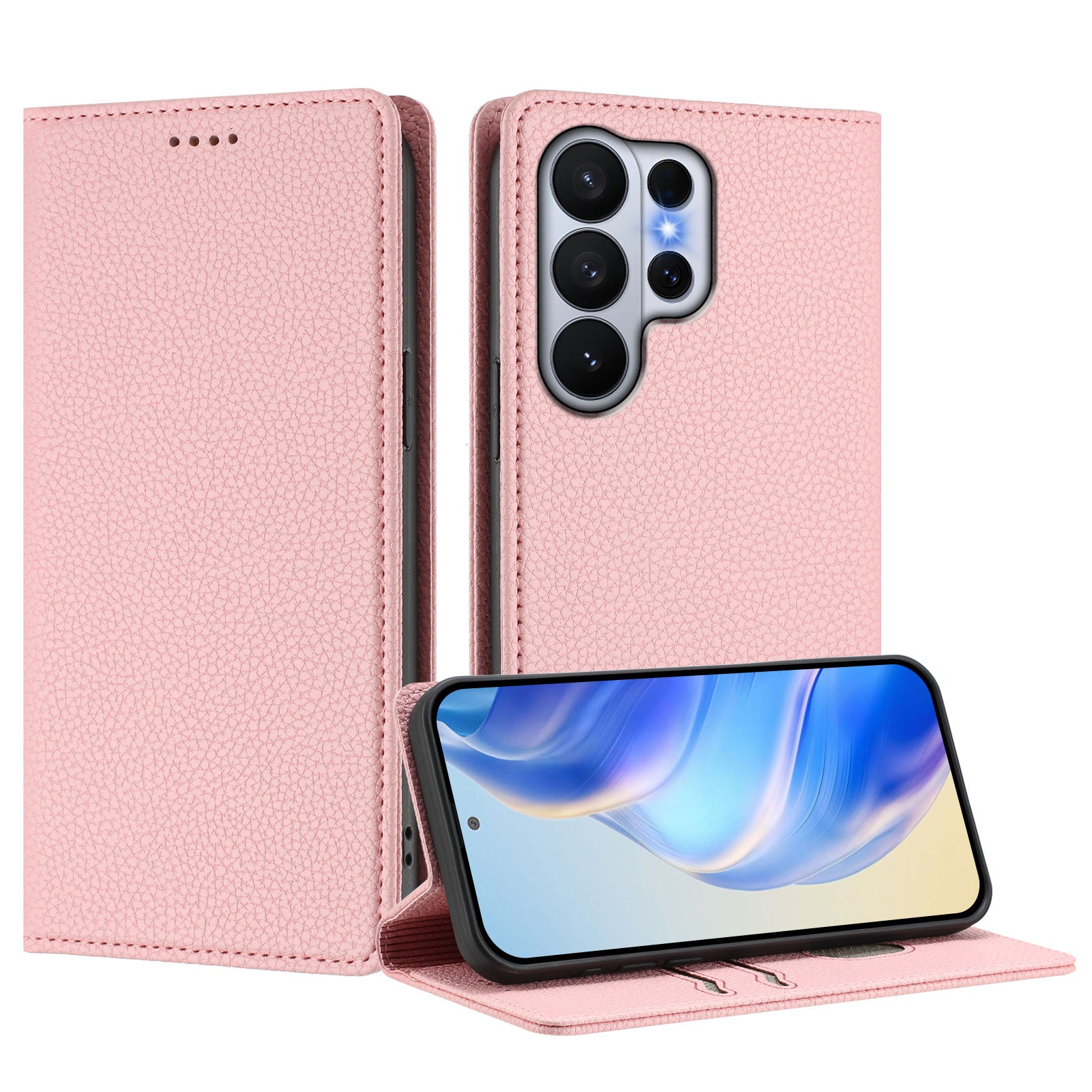 For-Samsung-Galaxy-S26-Ultra-Wallet-Case-RFID-Blocking-Litchi-Texture-Leather-Mobile-Cover-Pink