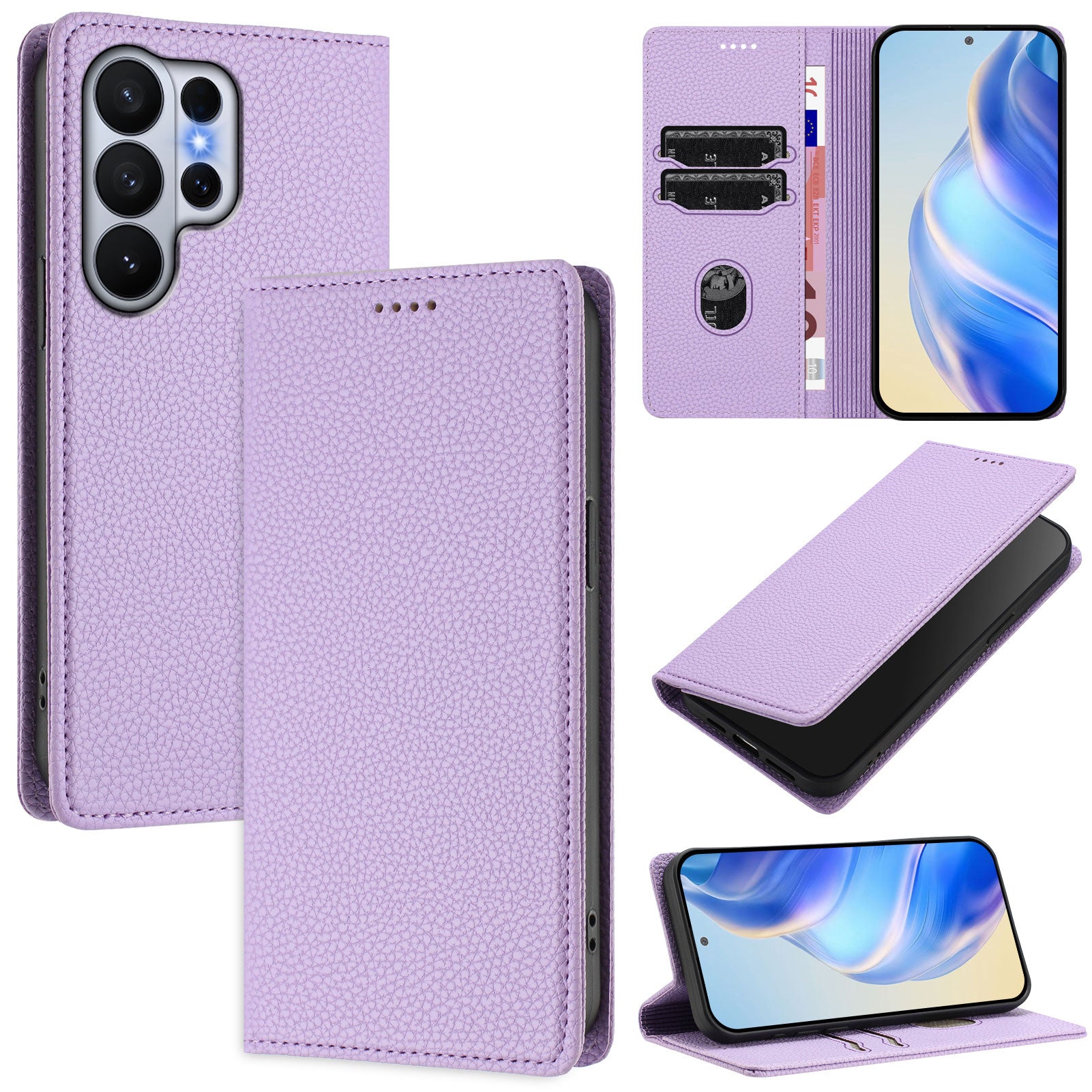 For-Samsung-Galaxy-S26-Ultra-Wallet-Case-RFID-Blocking-Litchi-Texture-Leather-Mobile-Cover-Light-Purple