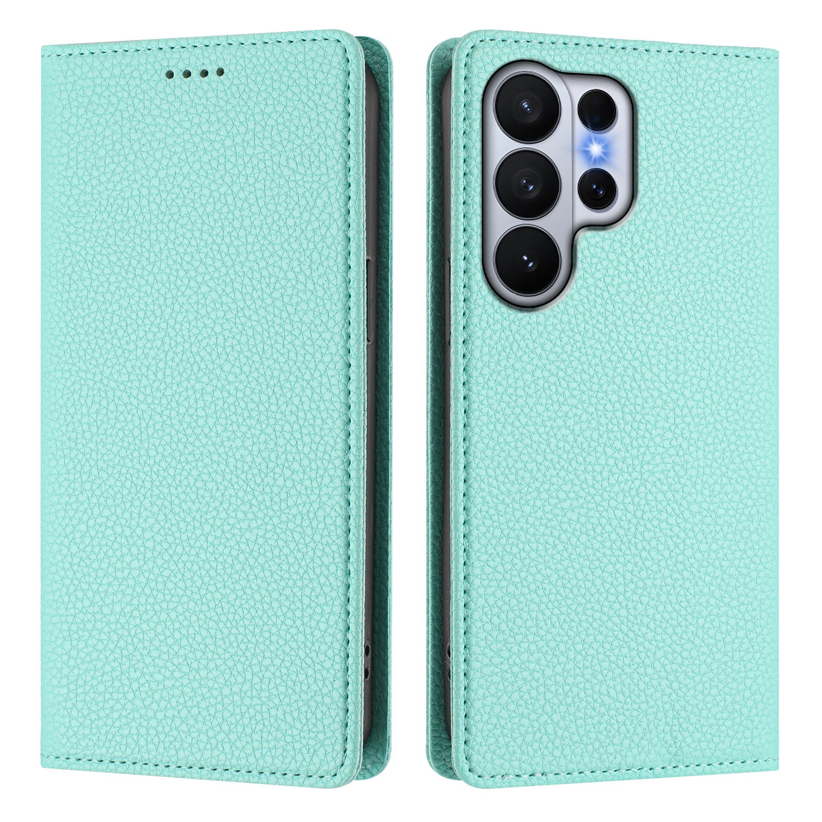 For-Samsung-Galaxy-S26-Ultra-Wallet-Case-RFID-Blocking-Litchi-Texture-Leather-Mobile-Cover-Mint-Green