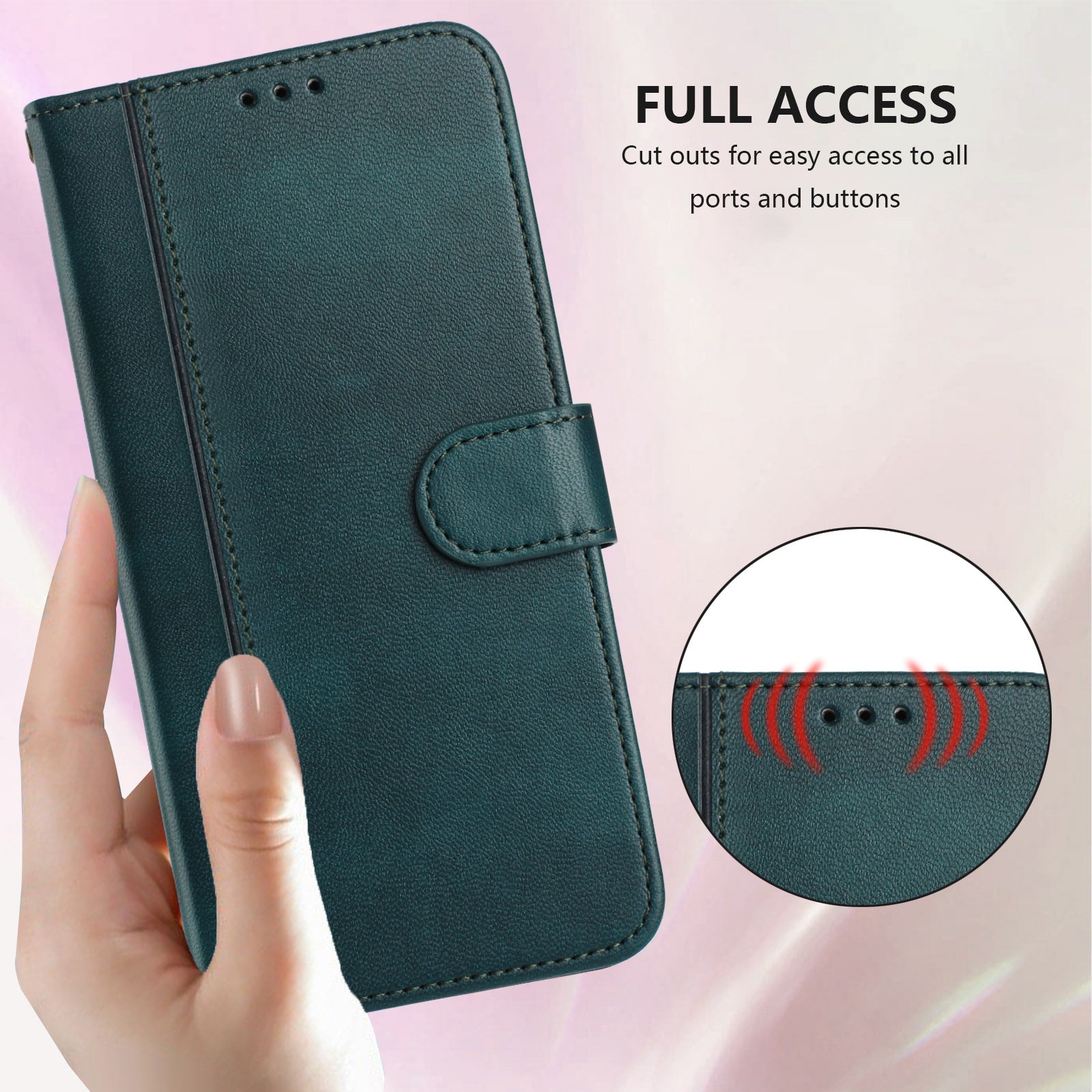 For-Samsung-Galaxy-S26-/-S26-Pro-Cases-Wallet-Stand-Retro-Texture-Leather-Phone-Cover-with-Lanyard-Dark-Green