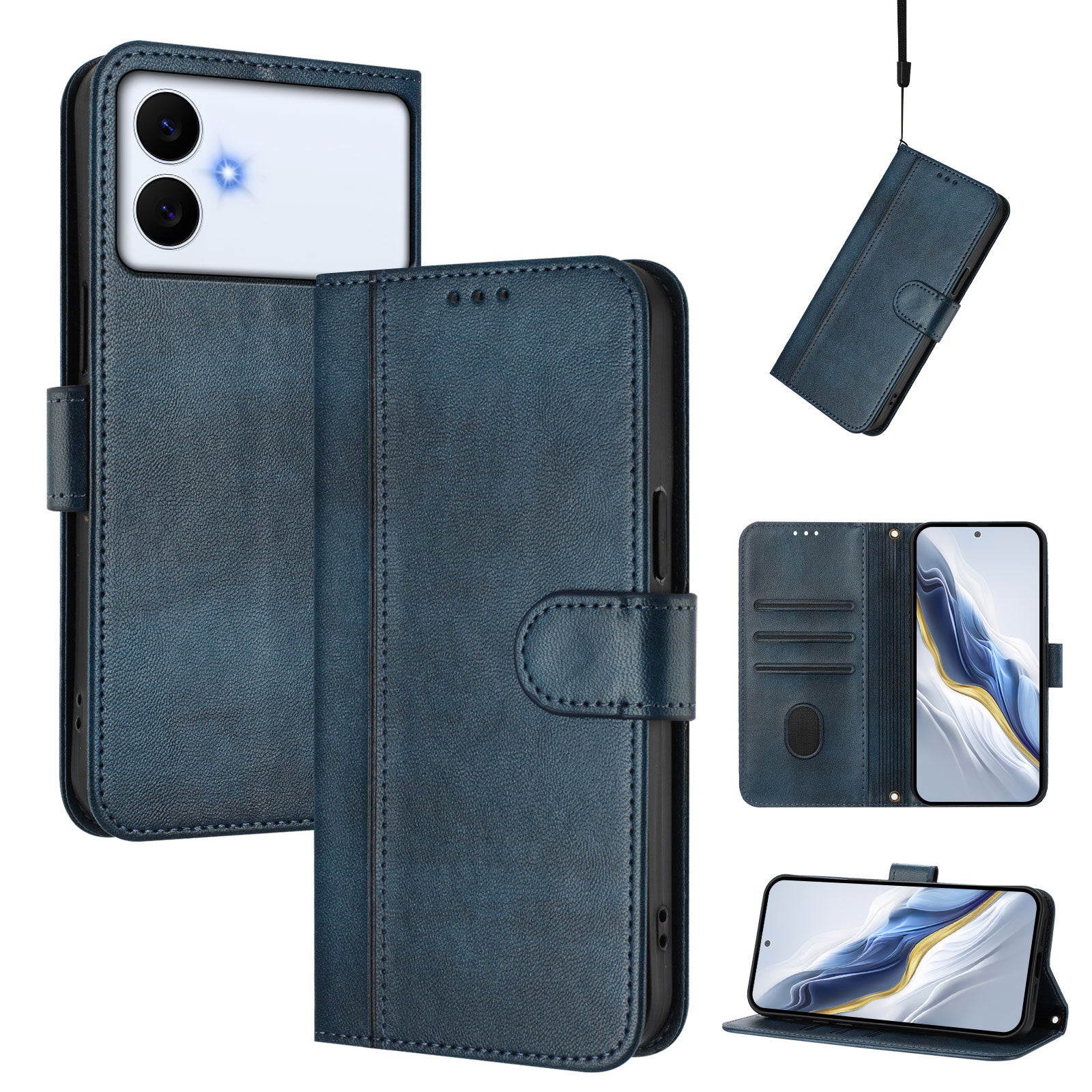 For-Samsung-Galaxy-S26-Edge-Cases-Wallet-Stand-Retro-Texture-Leather-Phone-Cover-with-Lanyard-Blue