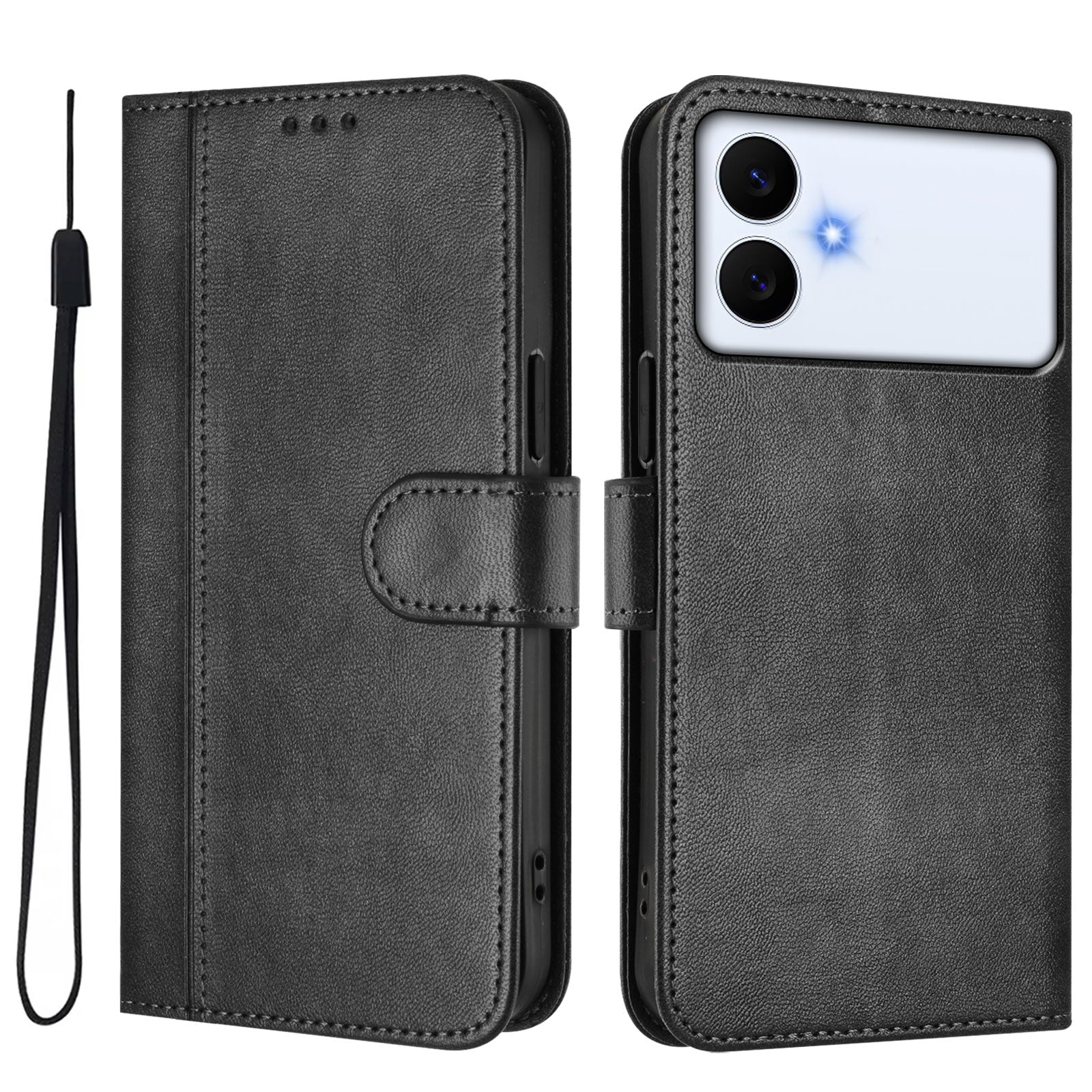 For-Samsung-Galaxy-S26-Edge-Cases-Wallet-Stand-Retro-Texture-Leather-Phone-Cover-with-Lanyard-Black