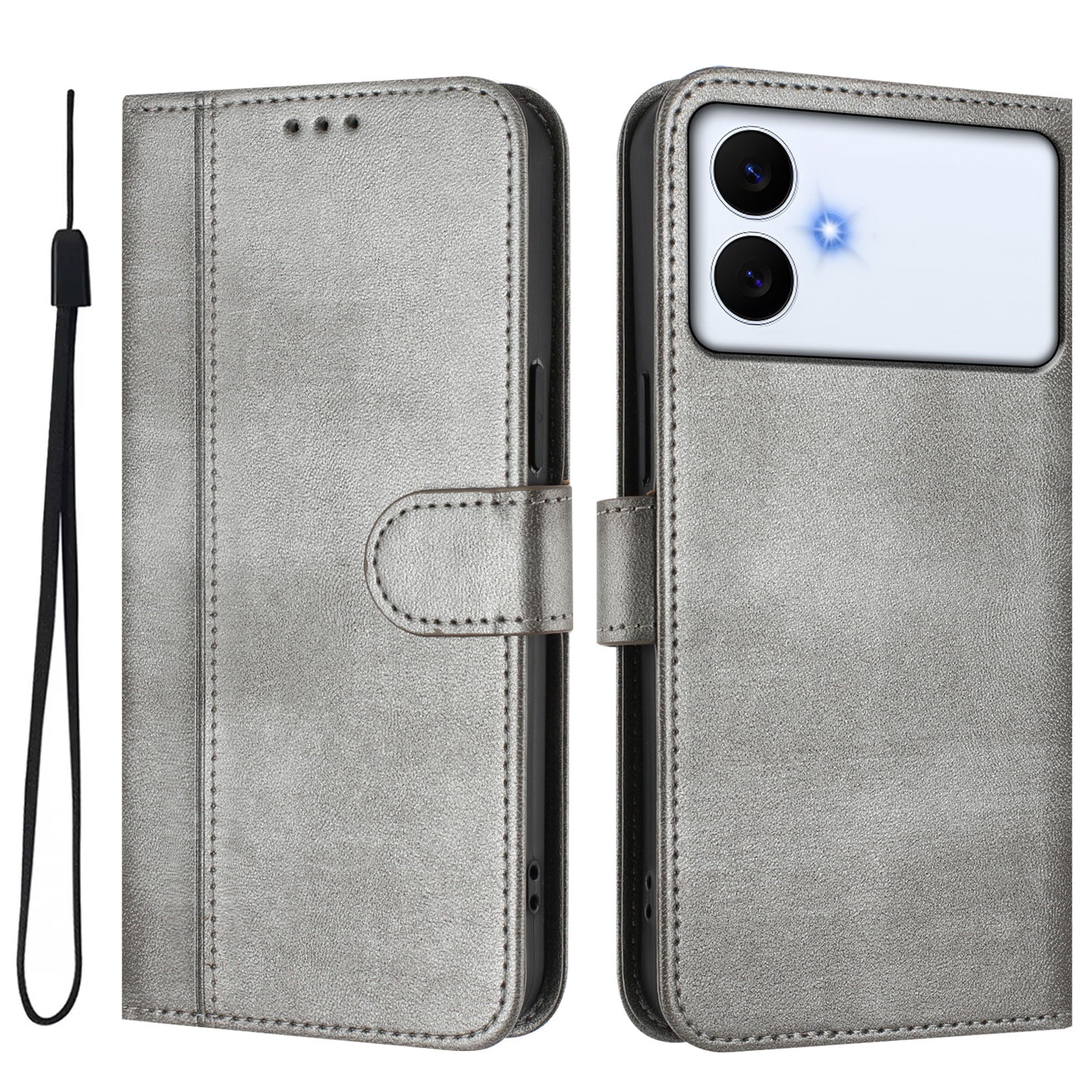 For-Samsung-Galaxy-S26-Edge-Cases-Wallet-Stand-Retro-Texture-Leather-Phone-Cover-with-Lanyard-Grey