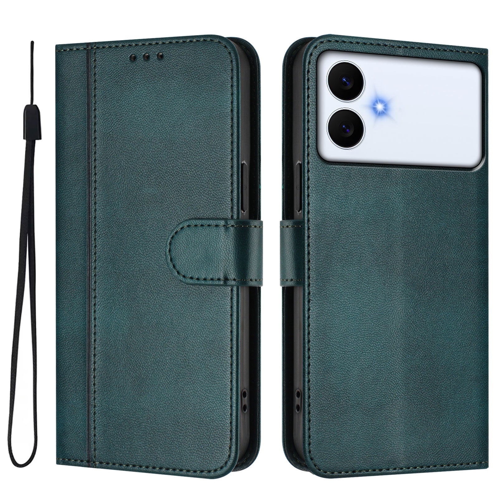 For-Samsung-Galaxy-S26-Edge-Cases-Wallet-Stand-Retro-Texture-Leather-Phone-Cover-with-Lanyard-Dark-Green