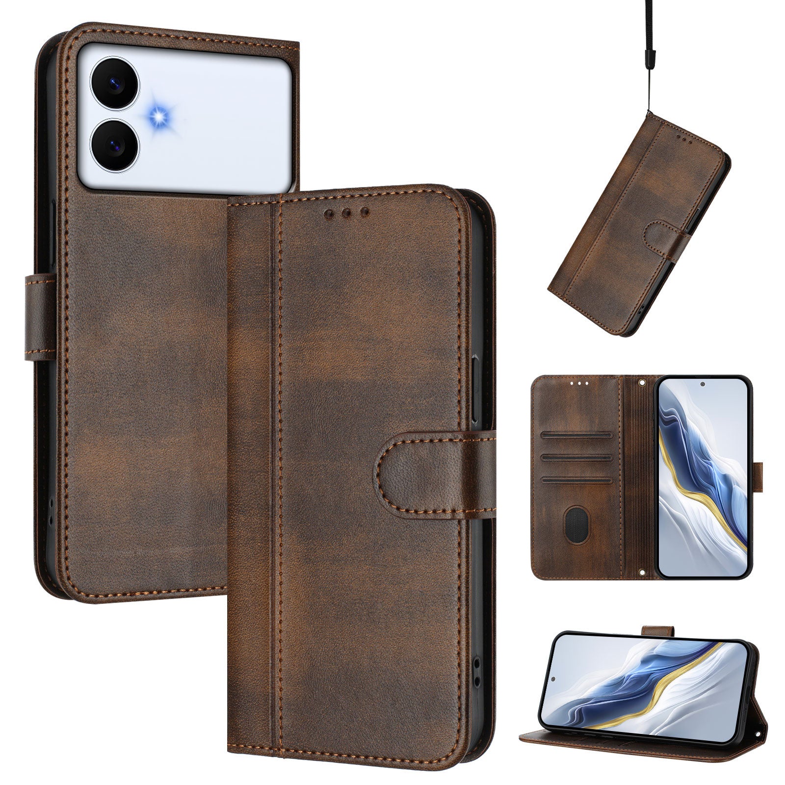 For-Samsung-Galaxy-S26-Edge-Cases-Wallet-Stand-Retro-Texture-Leather-Phone-Cover-with-Lanyard-Brown