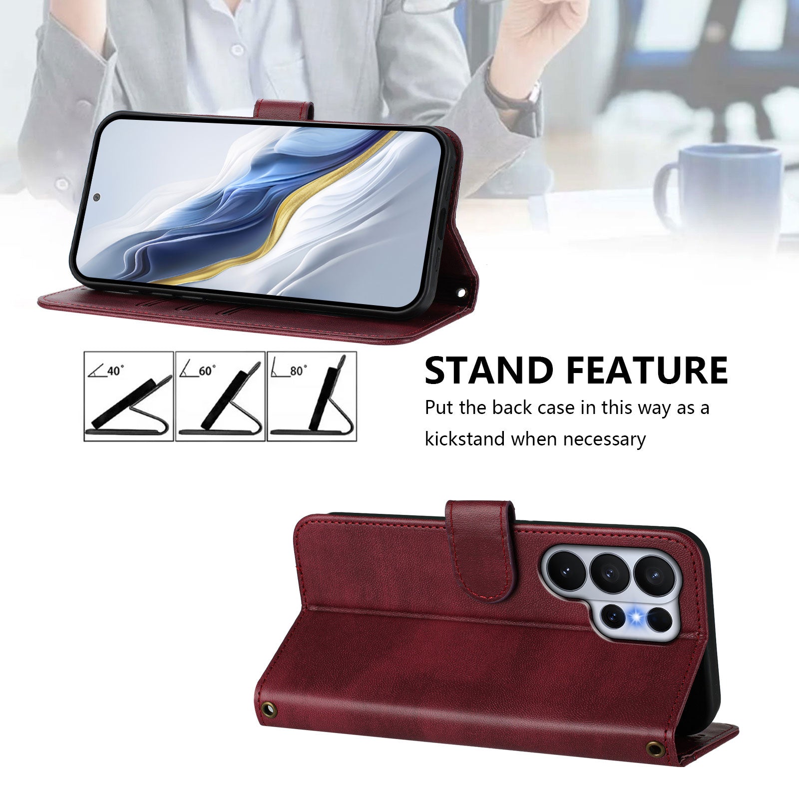 For-Samsung-Galaxy-S26-Ultra-Cases-Wallet-Stand-Retro-Texture-Leather-Phone-Cover-with-Lanyard-Wine-Red