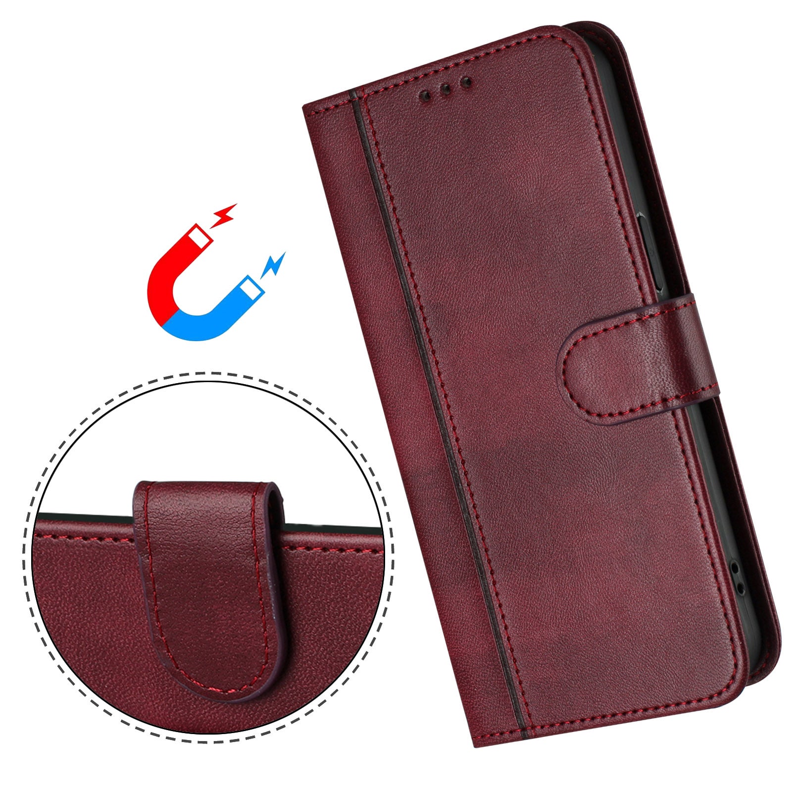 For-Samsung-Galaxy-S26-Ultra-Cases-Wallet-Stand-Retro-Texture-Leather-Phone-Cover-with-Lanyard-Wine-Red