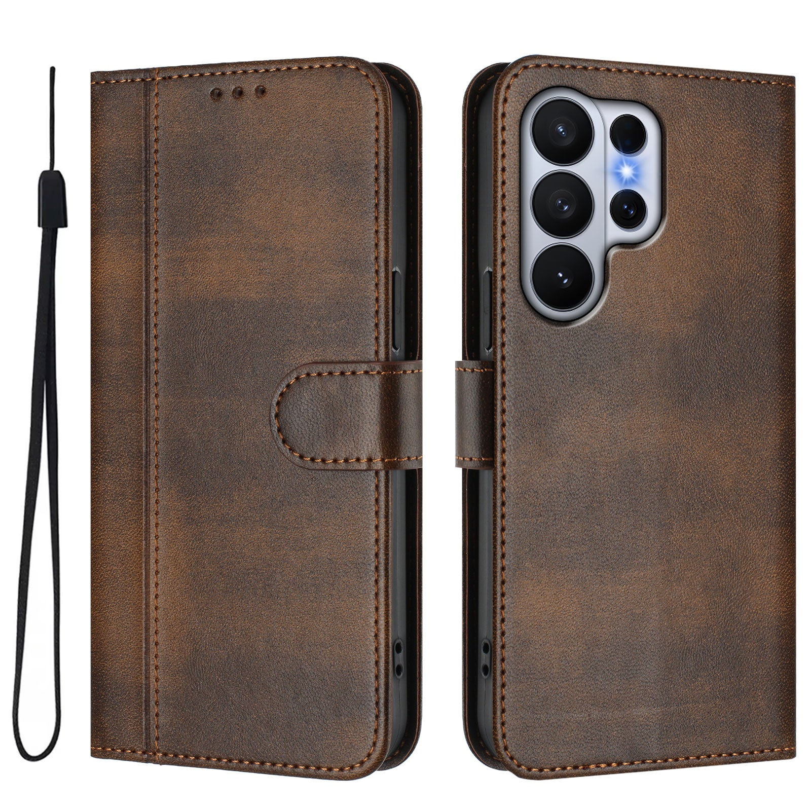 For-Samsung-Galaxy-S26-Ultra-Cases-Wallet-Stand-Retro-Texture-Leather-Phone-Cover-with-Lanyard-Brown