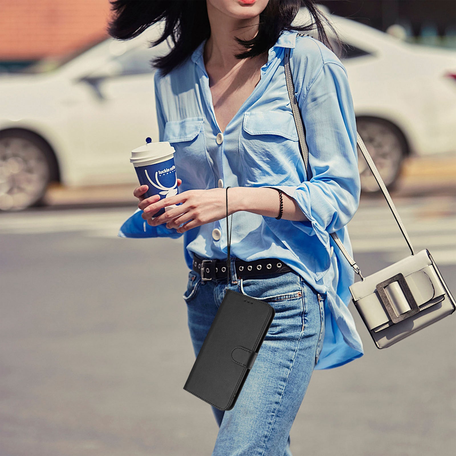 For-Samsung-Galaxy-S26-Edge-Wallet-Case-RFID-Blocking-Calf-Texture-Leather-Stand-Phone-Cover-with-Strap-Black