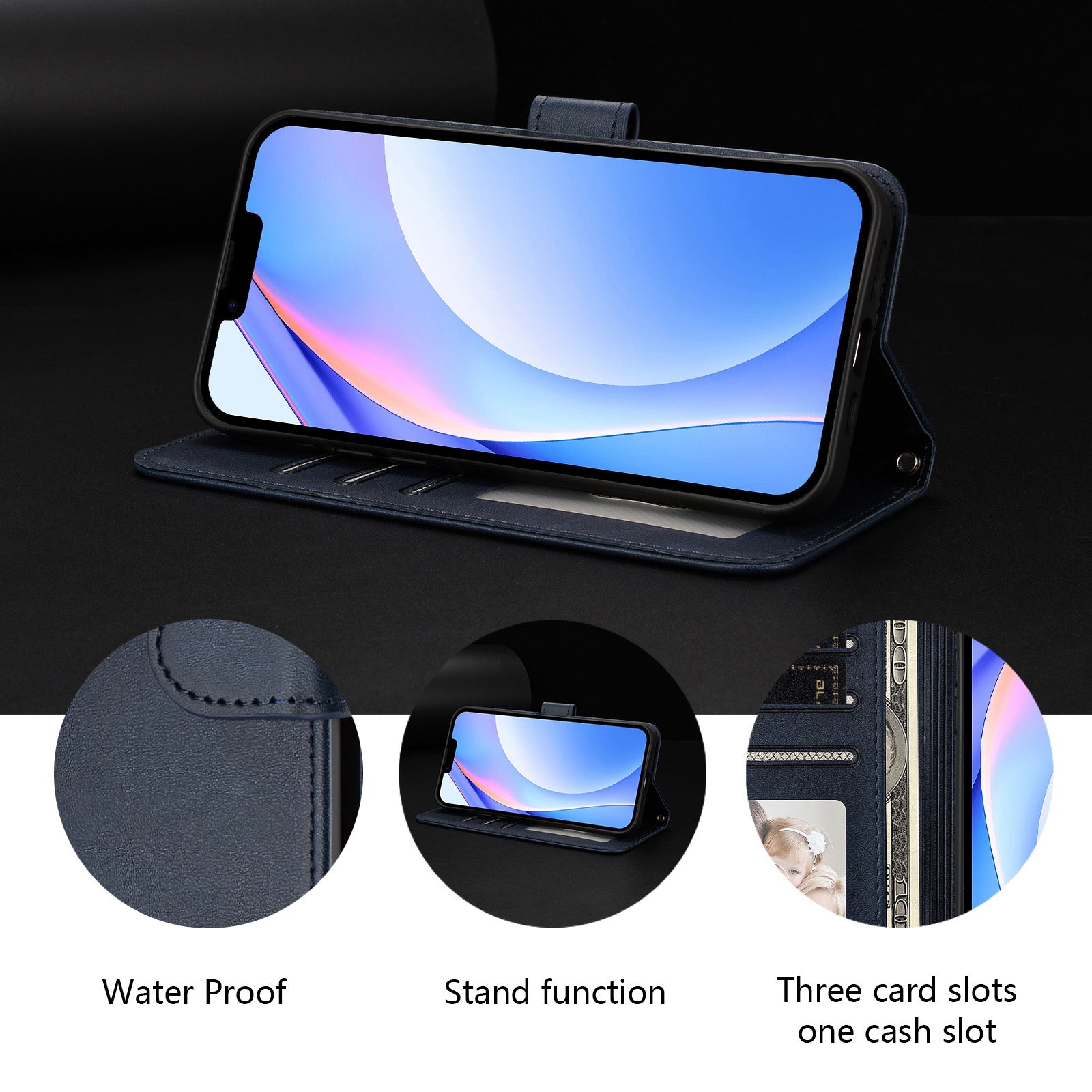 For-Samsung-Galaxy-S26-Edge-Wallet-Case-RFID-Blocking-Calf-Texture-Leather-Stand-Phone-Cover-with-Strap-Blue