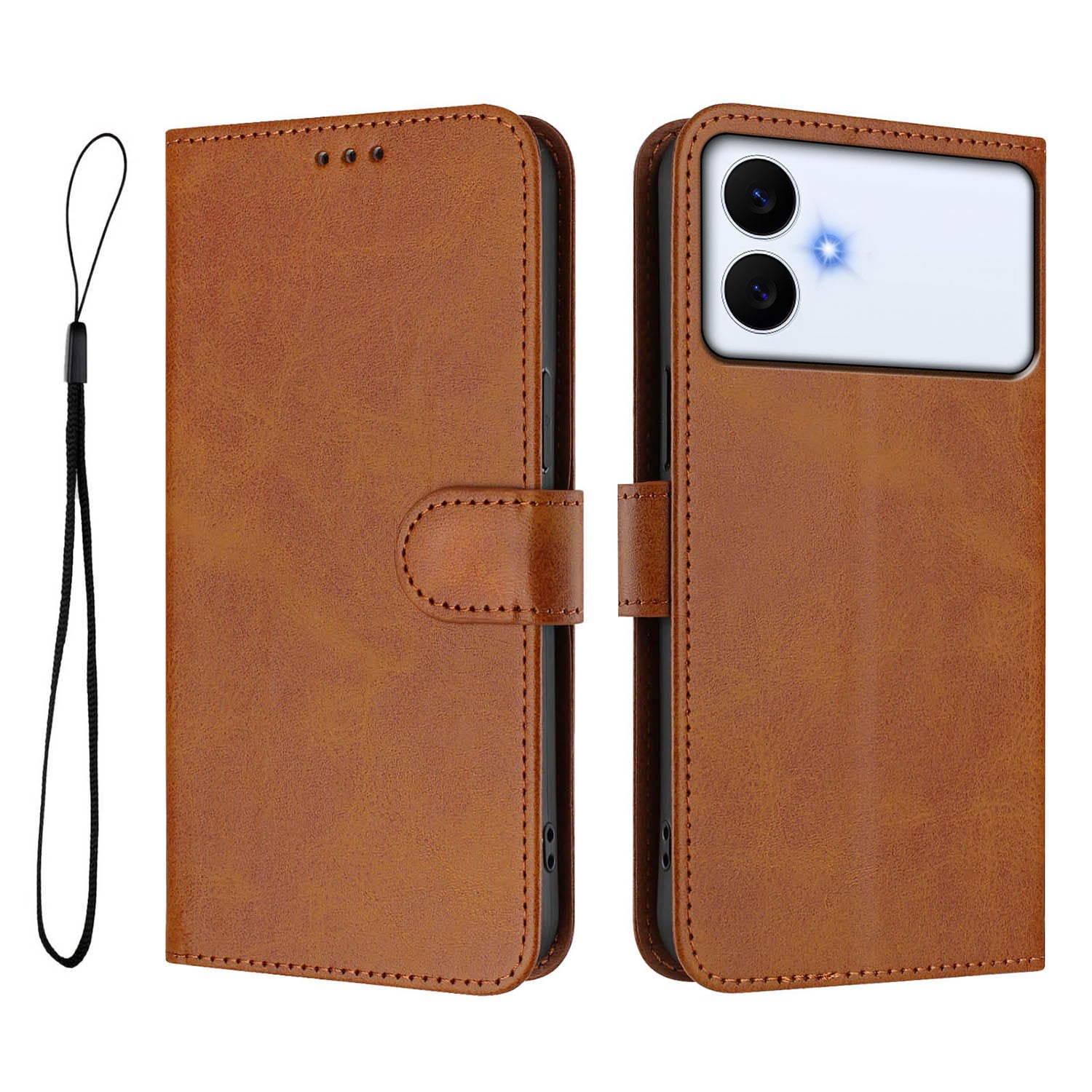 For-Samsung-Galaxy-S26-Edge-Wallet-Case-RFID-Blocking-Calf-Texture-Leather-Stand-Phone-Cover-with-Strap-Brown