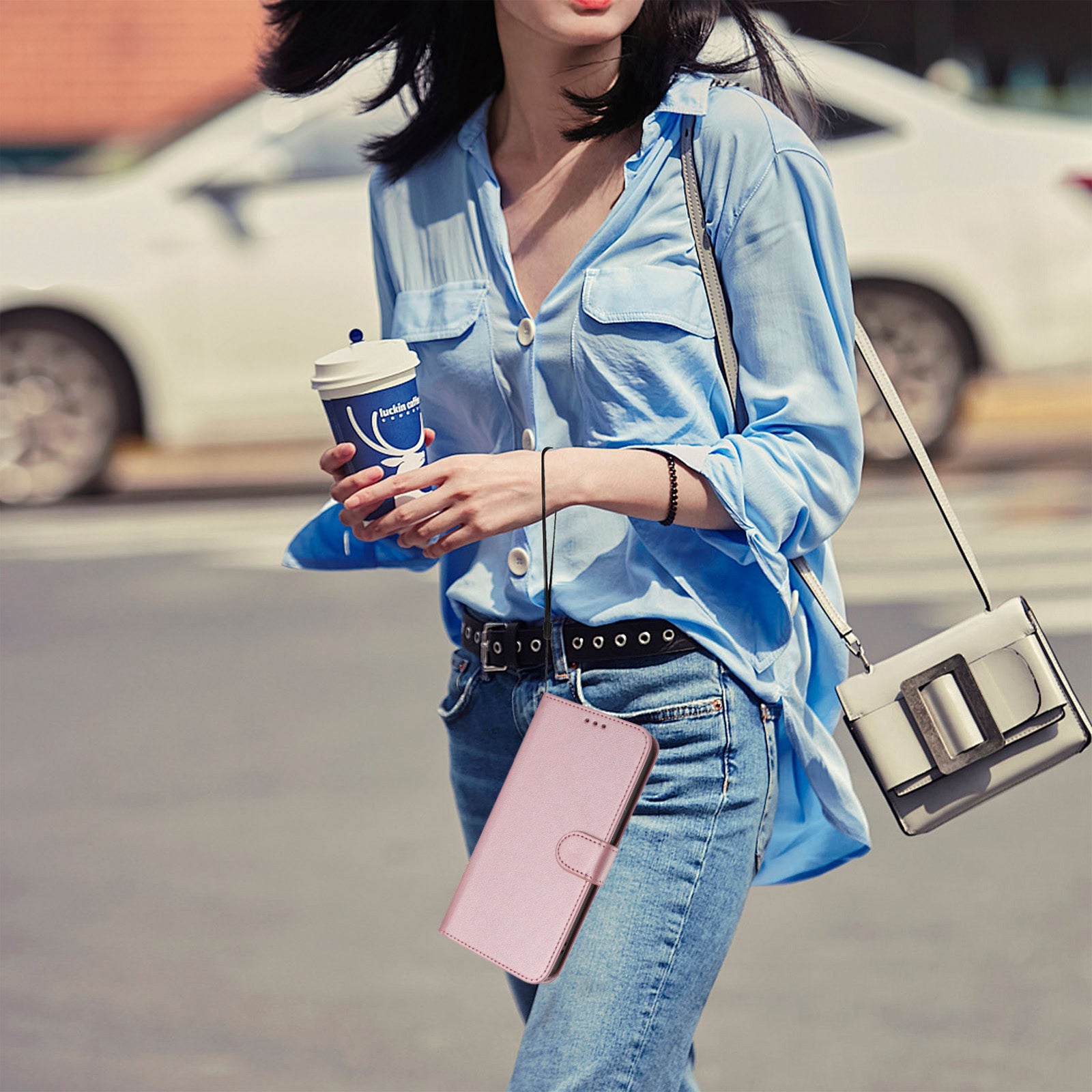 For-Samsung-Galaxy-S26-Edge-Wallet-Case-RFID-Blocking-Calf-Texture-Leather-Stand-Phone-Cover-with-Strap-Pink