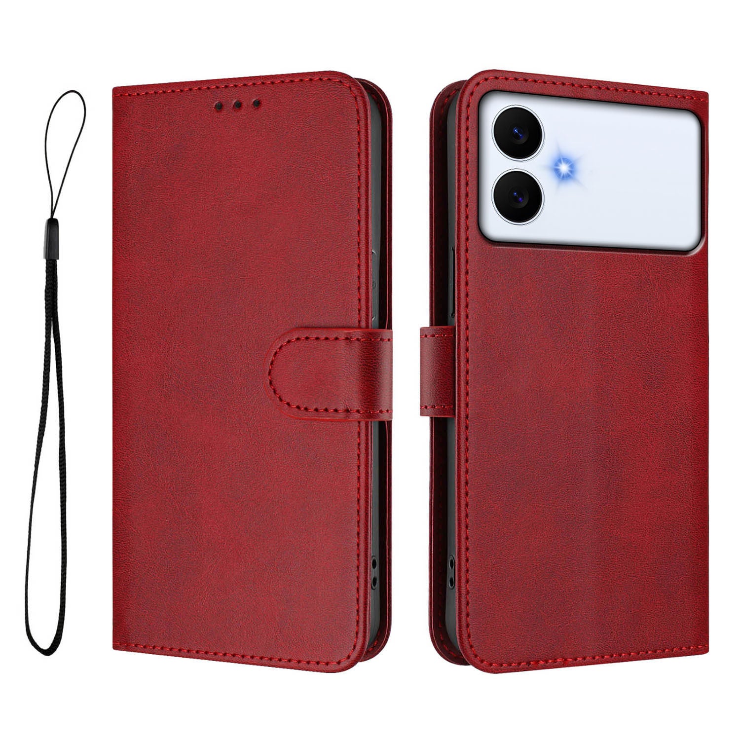 For-Samsung-Galaxy-S26-Edge-Wallet-Case-RFID-Blocking-Calf-Texture-Leather-Stand-Phone-Cover-with-Strap-Wine-Red