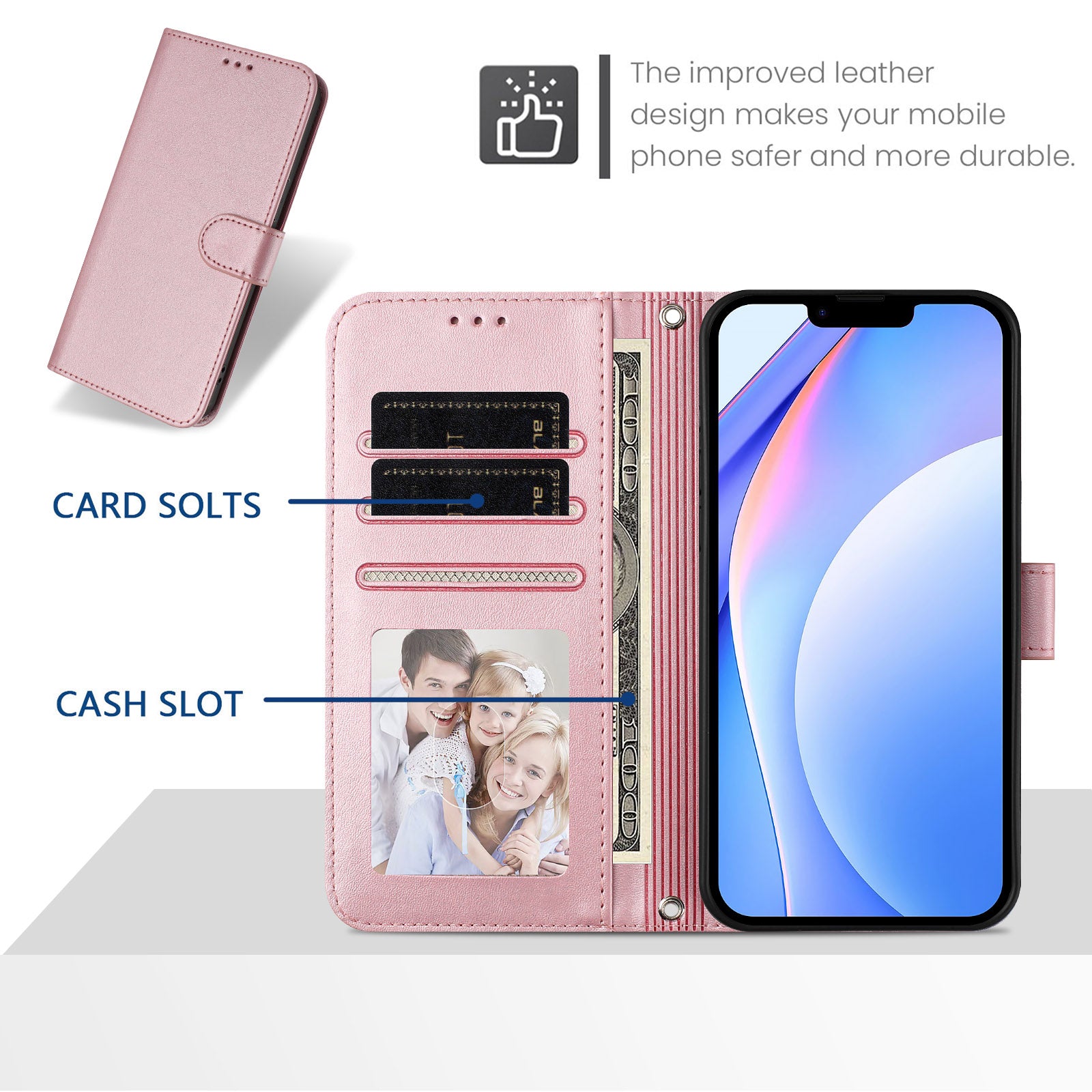 For-Samsung-Galaxy-S26-/-S26-Pro-Wallet-Case-RFID-Blocking-Calf-Texture-Leather-Stand-Phone-Cover-with-Strap-Pink