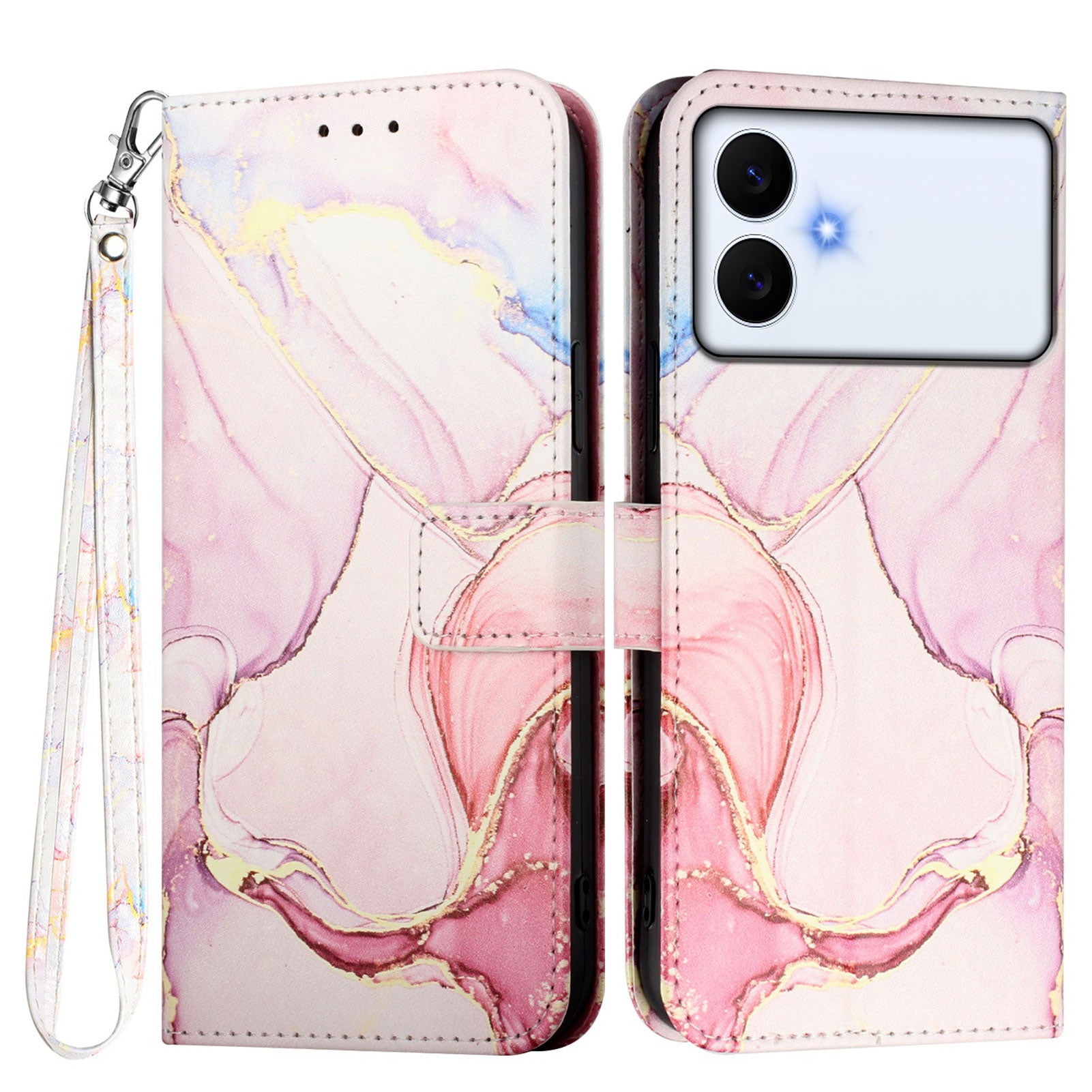 For-Samsung-Galaxy-S26-Edge-Case-with-Strap-Marble-Pattern-Leather-Phone-Cover-Card-Holder-Rose-Gold-LS005