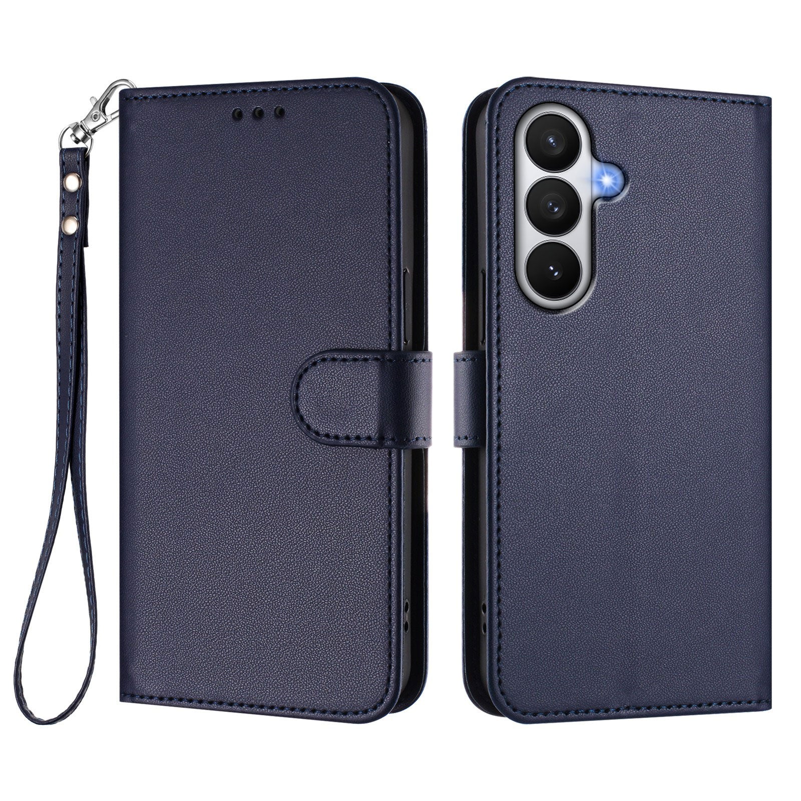 For-Samsung-Galaxy-S26-/-S26-Pro-Leather-Case-Wallet-Stand-Phone-Cover-with-Wrist-Strap-Blue