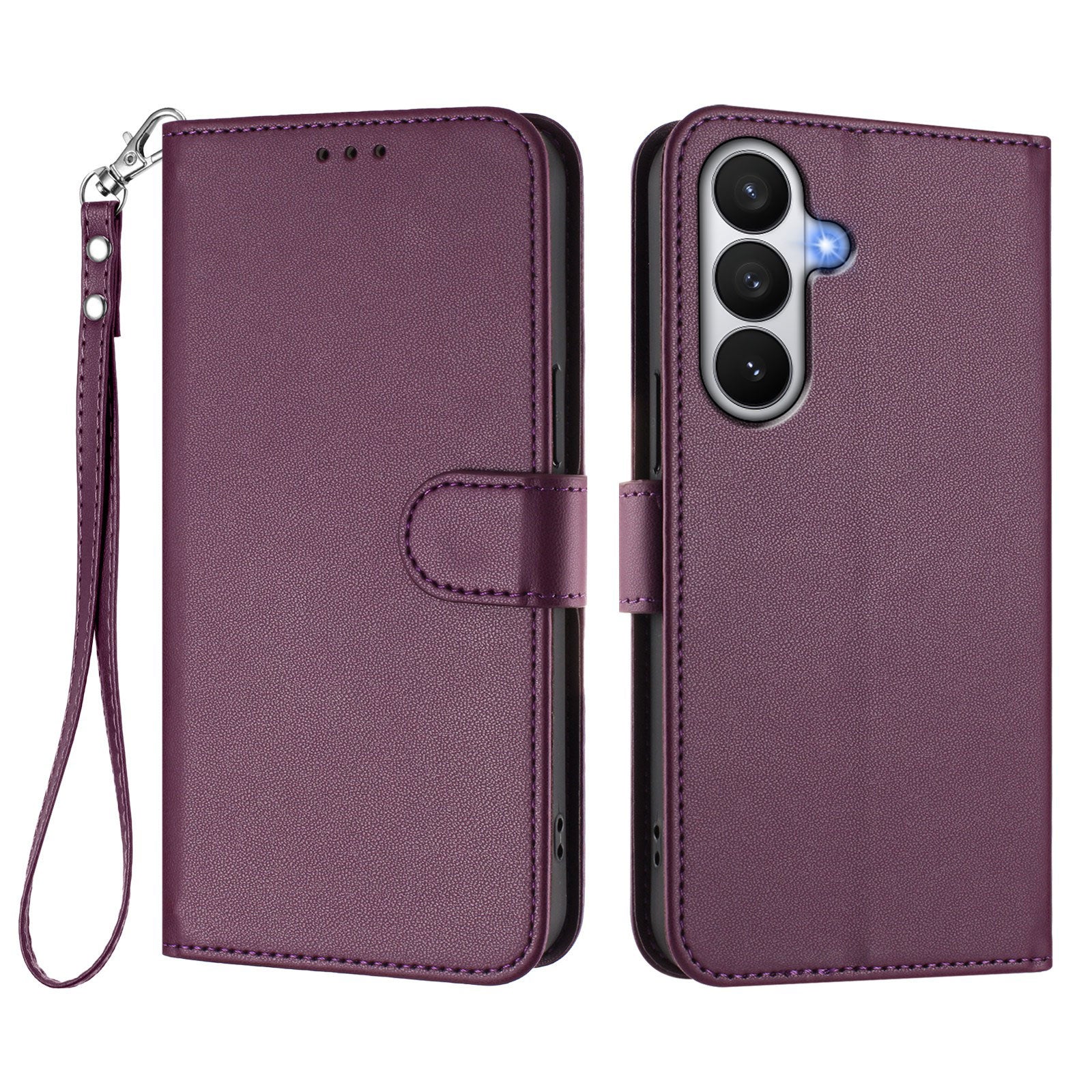For-Samsung-Galaxy-S26-/-S26-Pro-Leather-Case-Wallet-Stand-Phone-Cover-with-Wrist-Strap-Purple