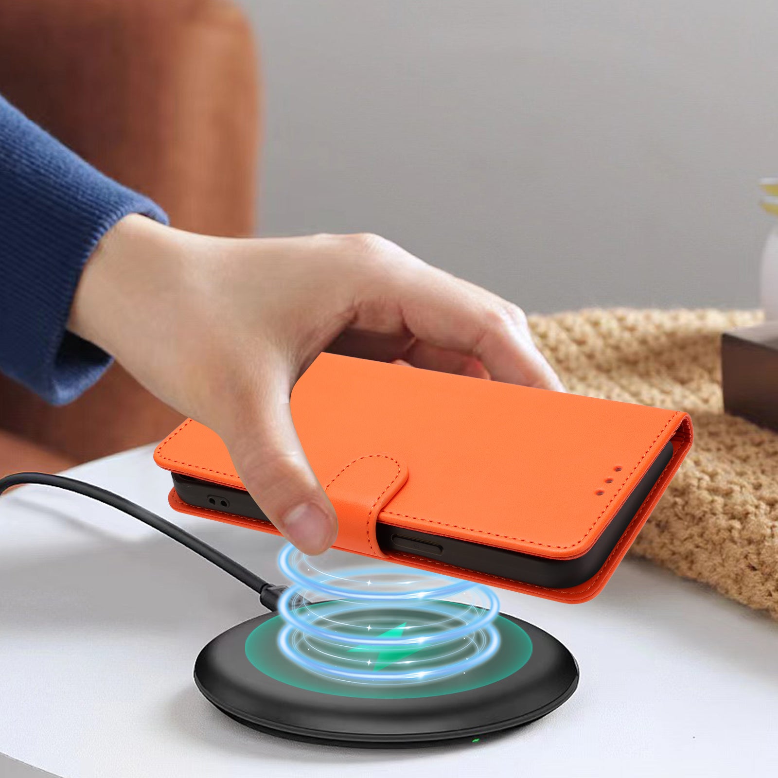 For-Samsung-Galaxy-S26-/-S26-Pro-Leather-Case-Wallet-Stand-Phone-Cover-with-Wrist-Strap-Orange