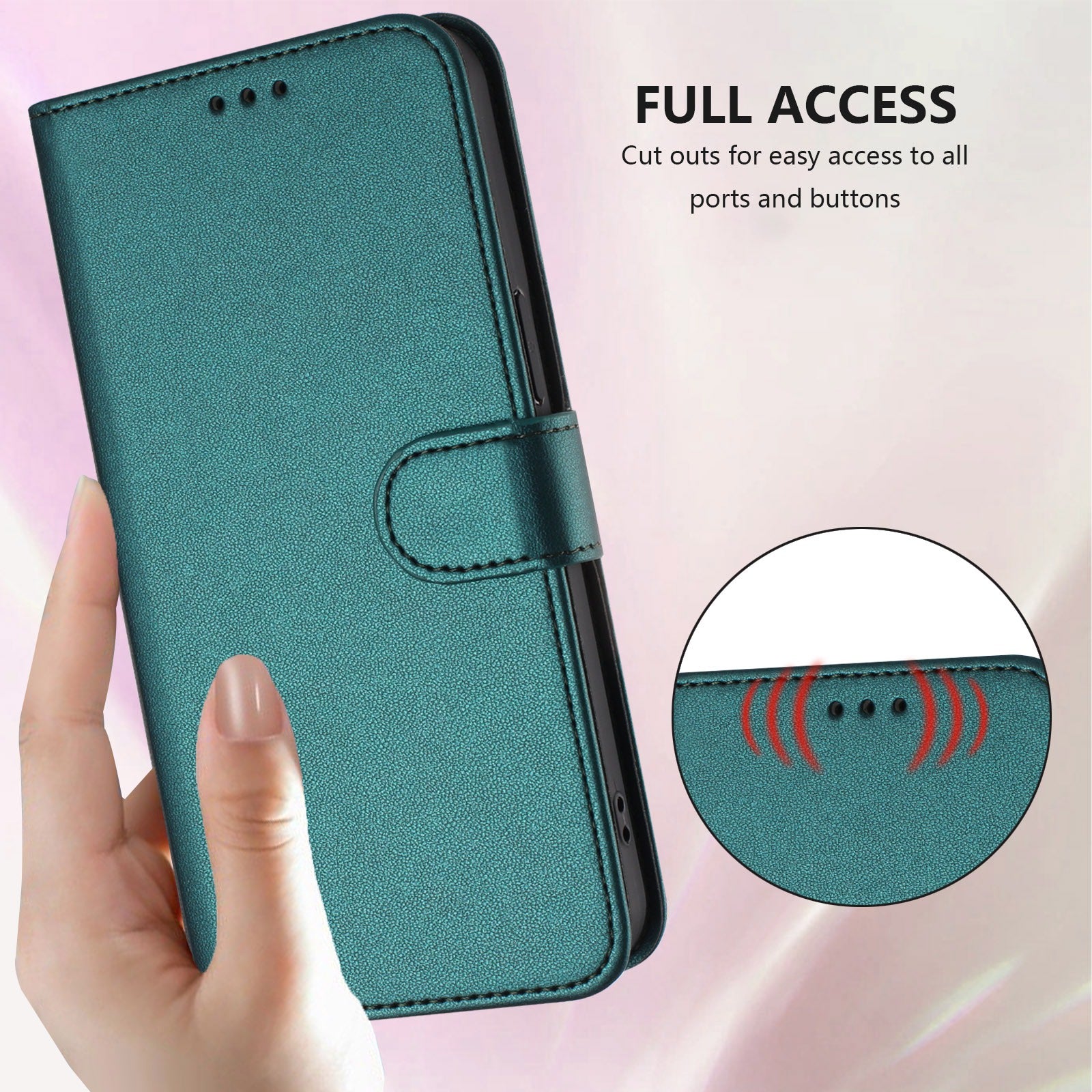 For-Samsung-Galaxy-S26-Edge-Leather-Case-Wallet-Stand-Phone-Cover-with-Wrist-Strap-Green