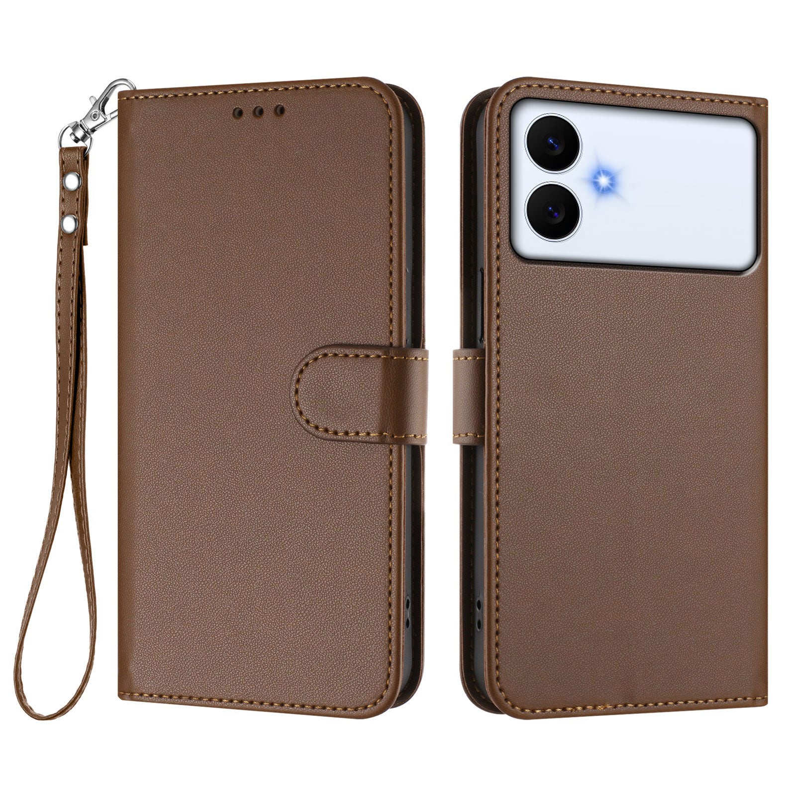 For-Samsung-Galaxy-S26-Edge-Leather-Case-Wallet-Stand-Phone-Cover-with-Wrist-Strap-Brown