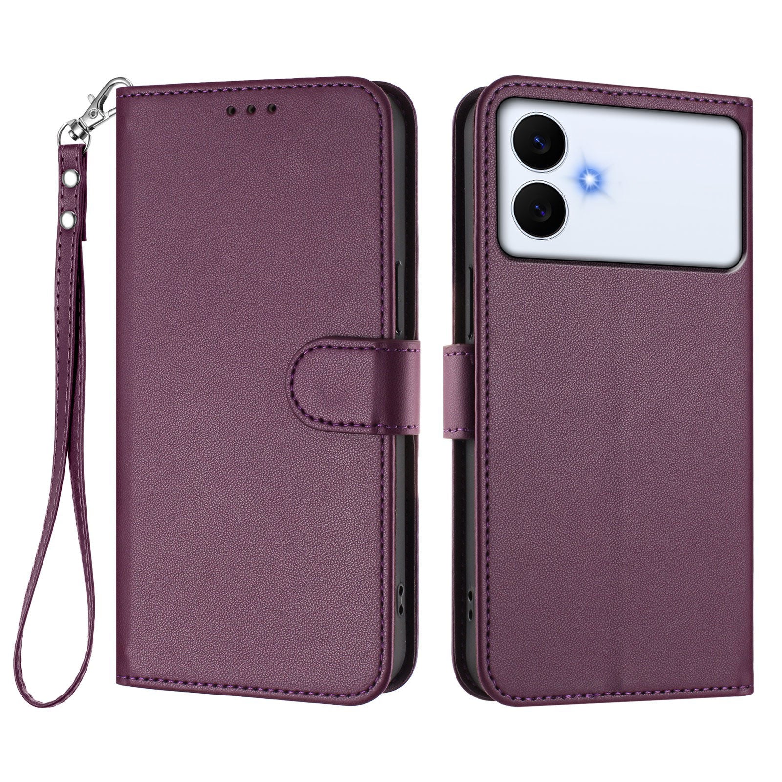 For-Samsung-Galaxy-S26-Edge-Leather-Case-Wallet-Stand-Phone-Cover-with-Wrist-Strap-Purple
