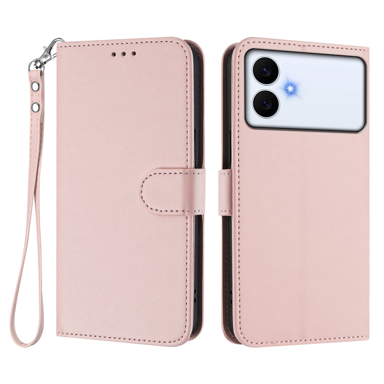 For-Samsung-Galaxy-S26-Edge-Leather-Case-Wallet-Stand-Phone-Cover-with-Wrist-Strap-Pink