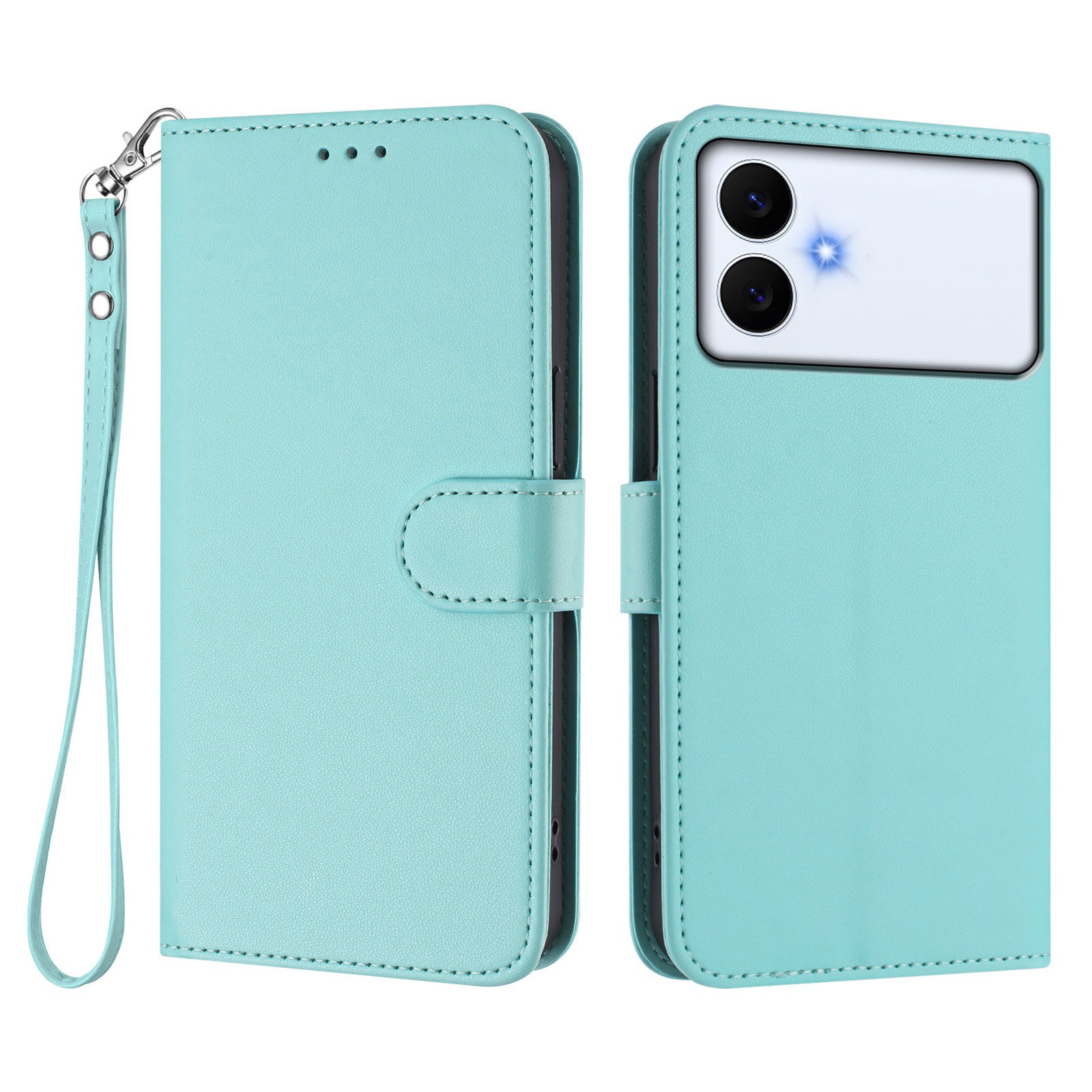 For-Samsung-Galaxy-S26-Edge-Leather-Case-Wallet-Stand-Phone-Cover-with-Wrist-Strap-Mint-Green