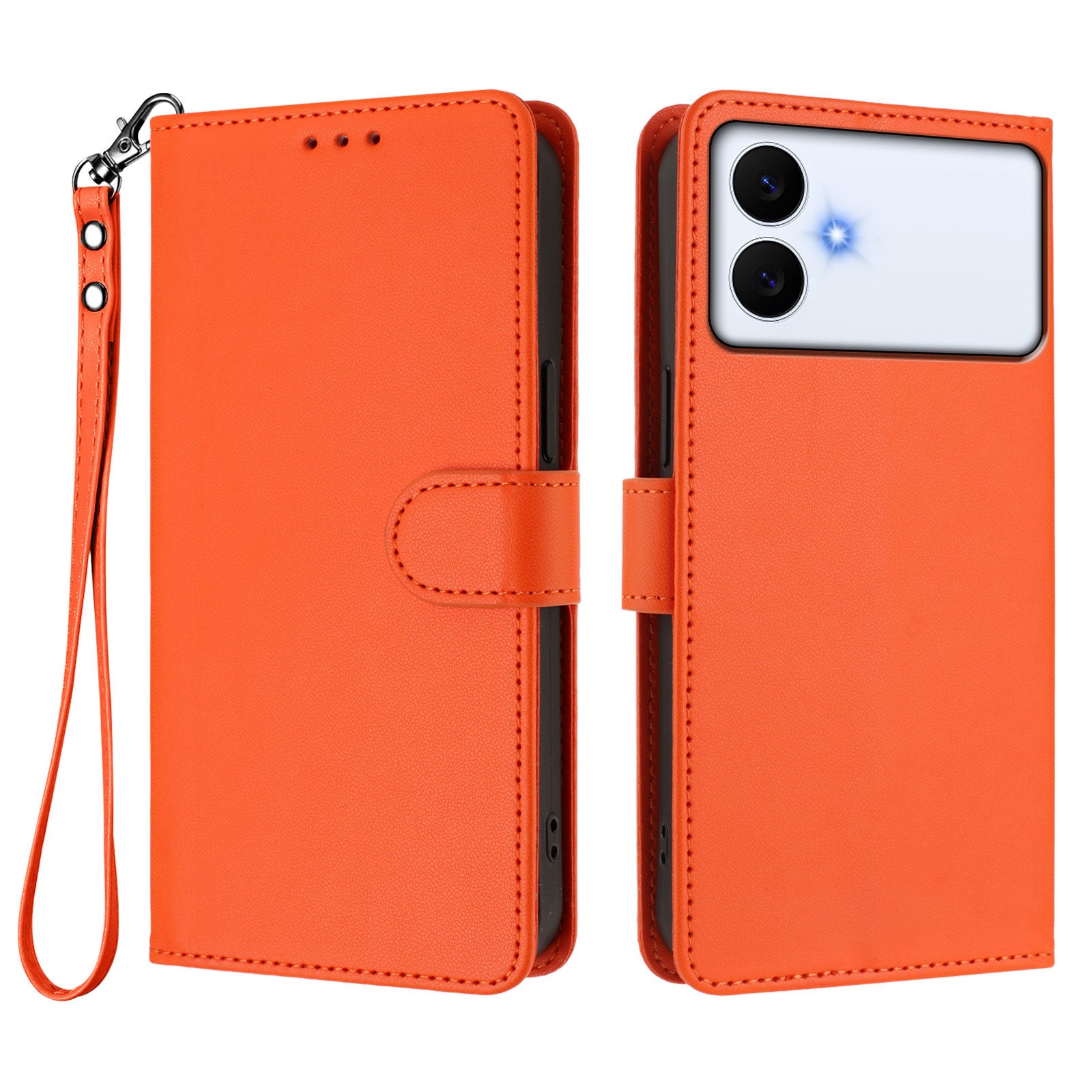For-Samsung-Galaxy-S26-Edge-Leather-Case-Wallet-Stand-Phone-Cover-with-Wrist-Strap-Orange