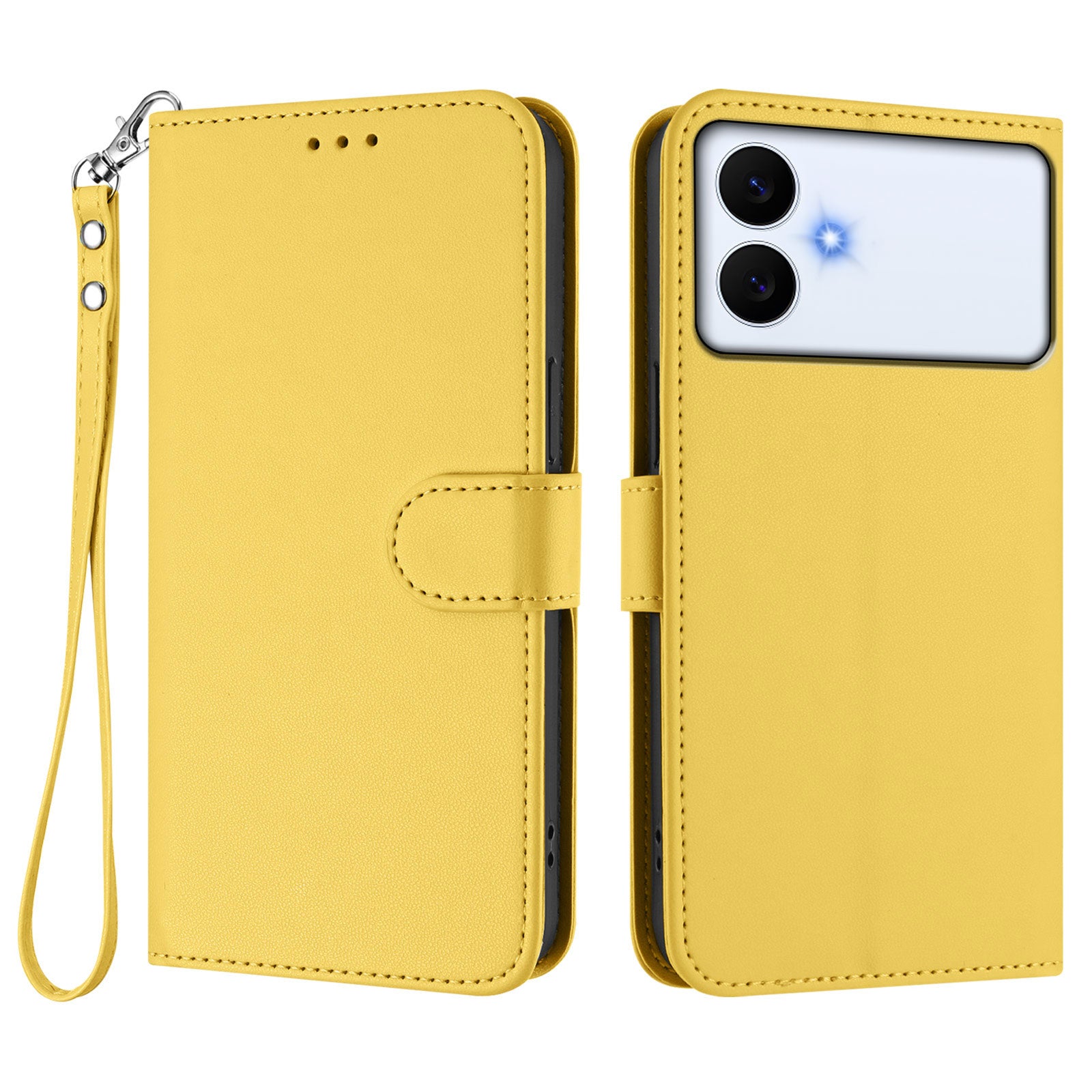 For-Samsung-Galaxy-S26-Edge-Leather-Case-Wallet-Stand-Phone-Cover-with-Wrist-Strap-Yellow