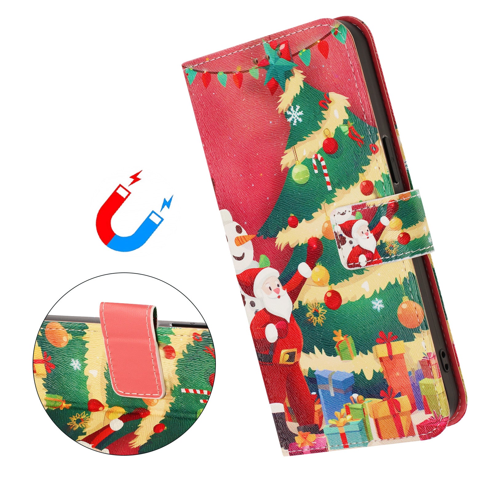 For-Samsung-Galaxy-S26-/-S26-Pro-Wallet-Case-Christmas-Pattern-Printing-Leather-Phone-Cover-with-Lanyard-Christmas-Tree
