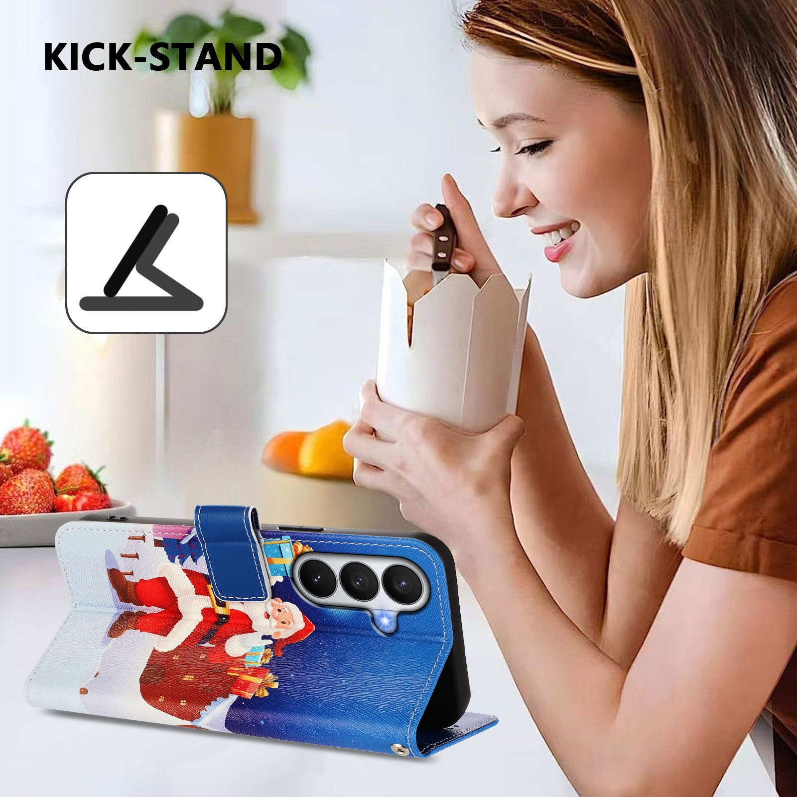 For-Samsung-Galaxy-S26-/-S26-Pro-Wallet-Case-Christmas-Pattern-Printing-Leather-Phone-Cover-with-Lanyard-Christmas-Night-Scene