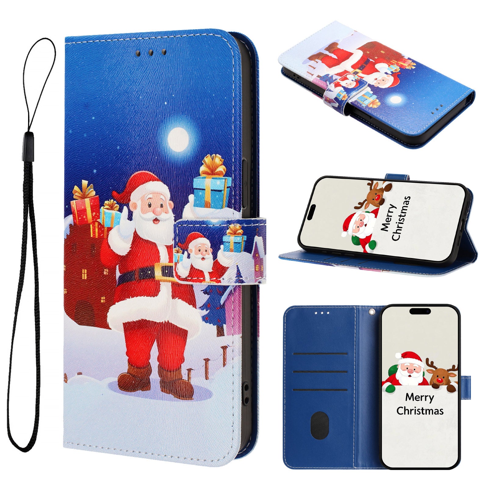 For-Samsung-Galaxy-S26-/-S26-Pro-Wallet-Case-Christmas-Pattern-Printing-Leather-Phone-Cover-with-Lanyard-Christmas-Night-Scene