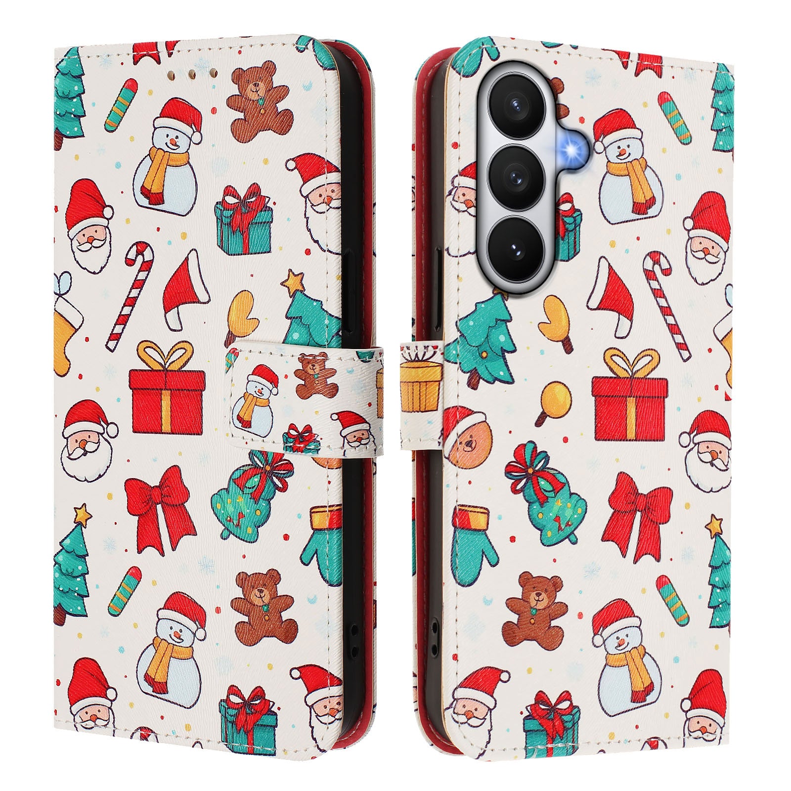 For-Samsung-Galaxy-S26-/-S26-Pro-Wallet-Case-Christmas-Pattern-Printing-Leather-Phone-Cover-with-Lanyard-Christmas-Elements