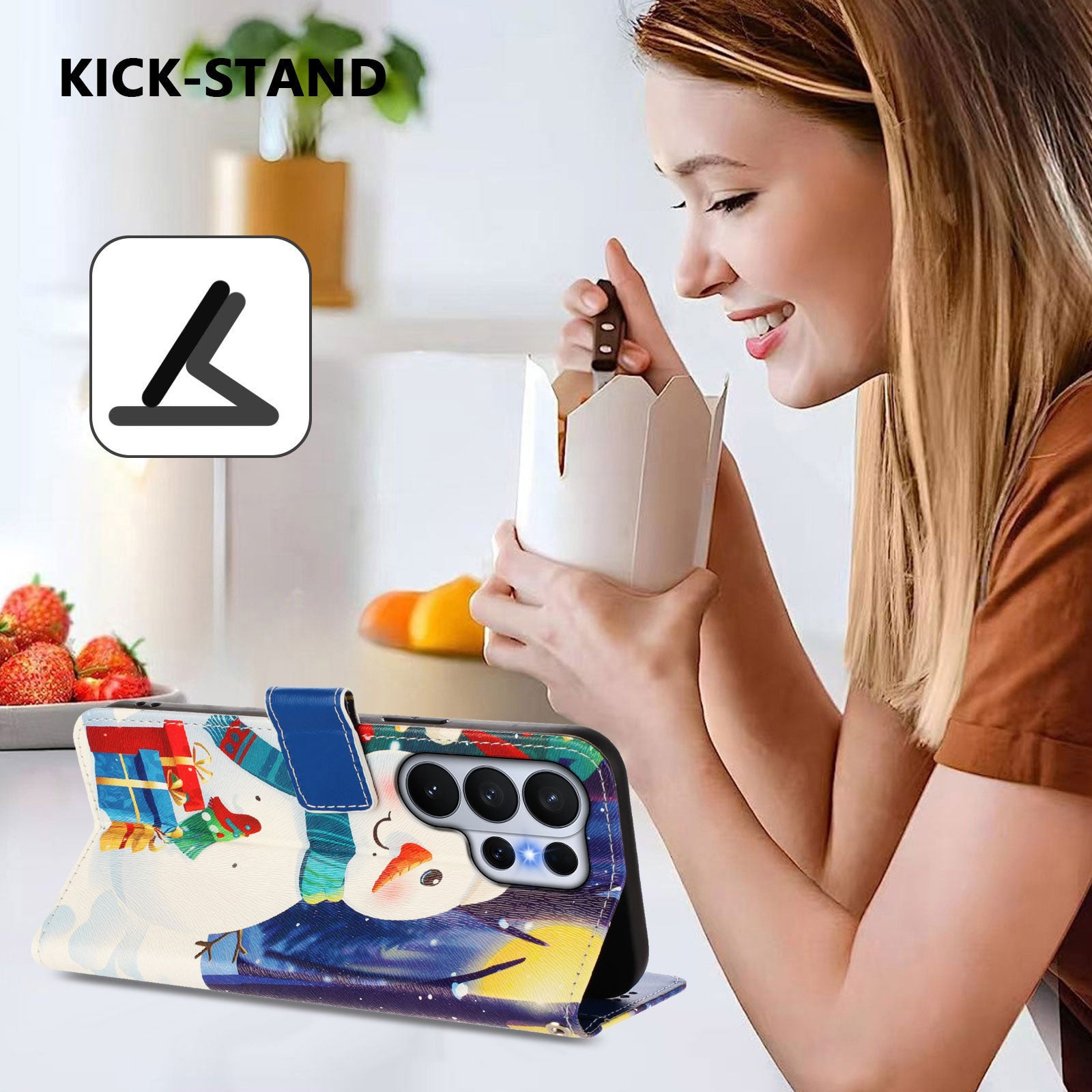 For-Samsung-Galaxy-S26-Ultra-Wallet-Case-Christmas-Pattern-Printing-Leather-Phone-Cover-with-Lanyard-Gift-Box-Snowman