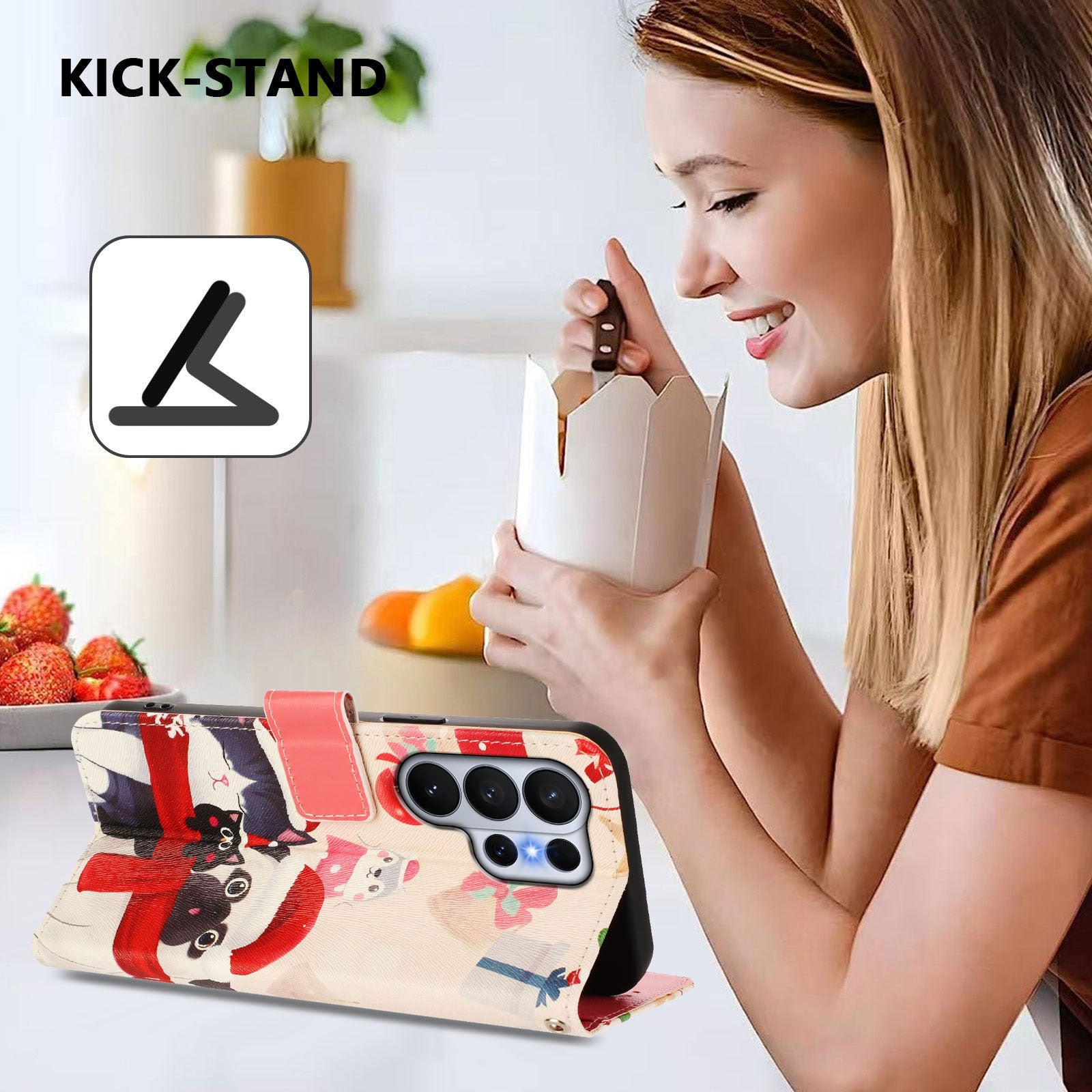 For-Samsung-Galaxy-S26-Ultra-Wallet-Case-Christmas-Pattern-Printing-Leather-Phone-Cover-with-Lanyard-Christmas-Animals