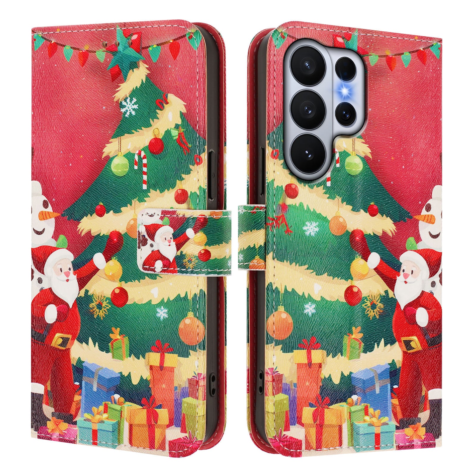For-Samsung-Galaxy-S26-Ultra-Wallet-Case-Christmas-Pattern-Printing-Leather-Phone-Cover-with-Lanyard-Christmas-Tree