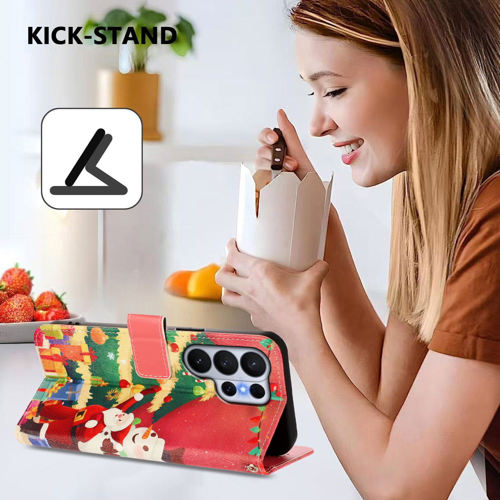 For-Samsung-Galaxy-S26-Ultra-Wallet-Case-Christmas-Pattern-Printing-Leather-Phone-Cover-with-Lanyard-Christmas-Tree